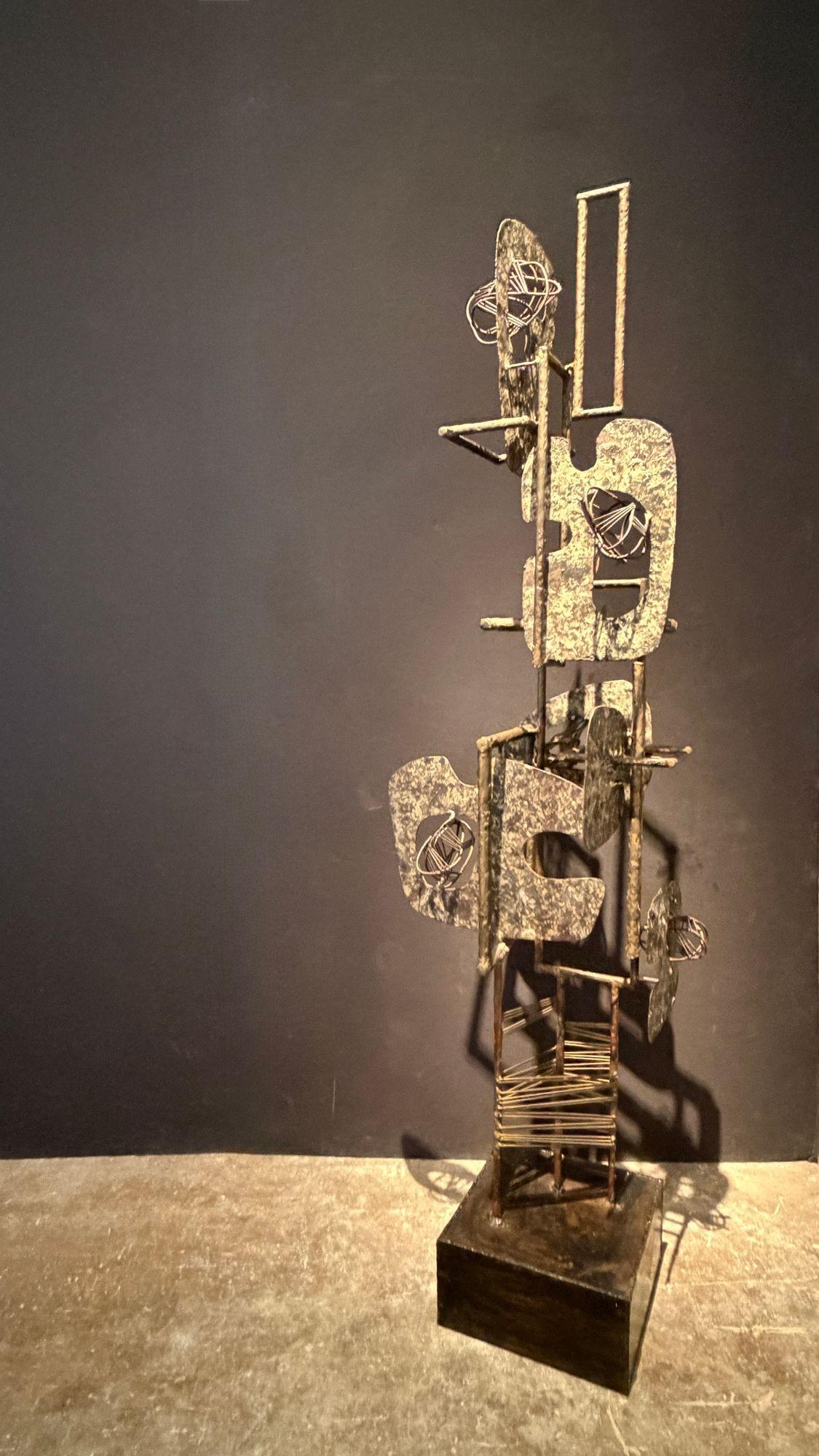 An outstanding free standing brutalist sculpture by Stuart Matthews.  Acquired from a retired American Airlines executives collection in 1996, this amazing brutalist sculpture by prolific mid-century Texas artist, Stuart Mathews. This sculpture