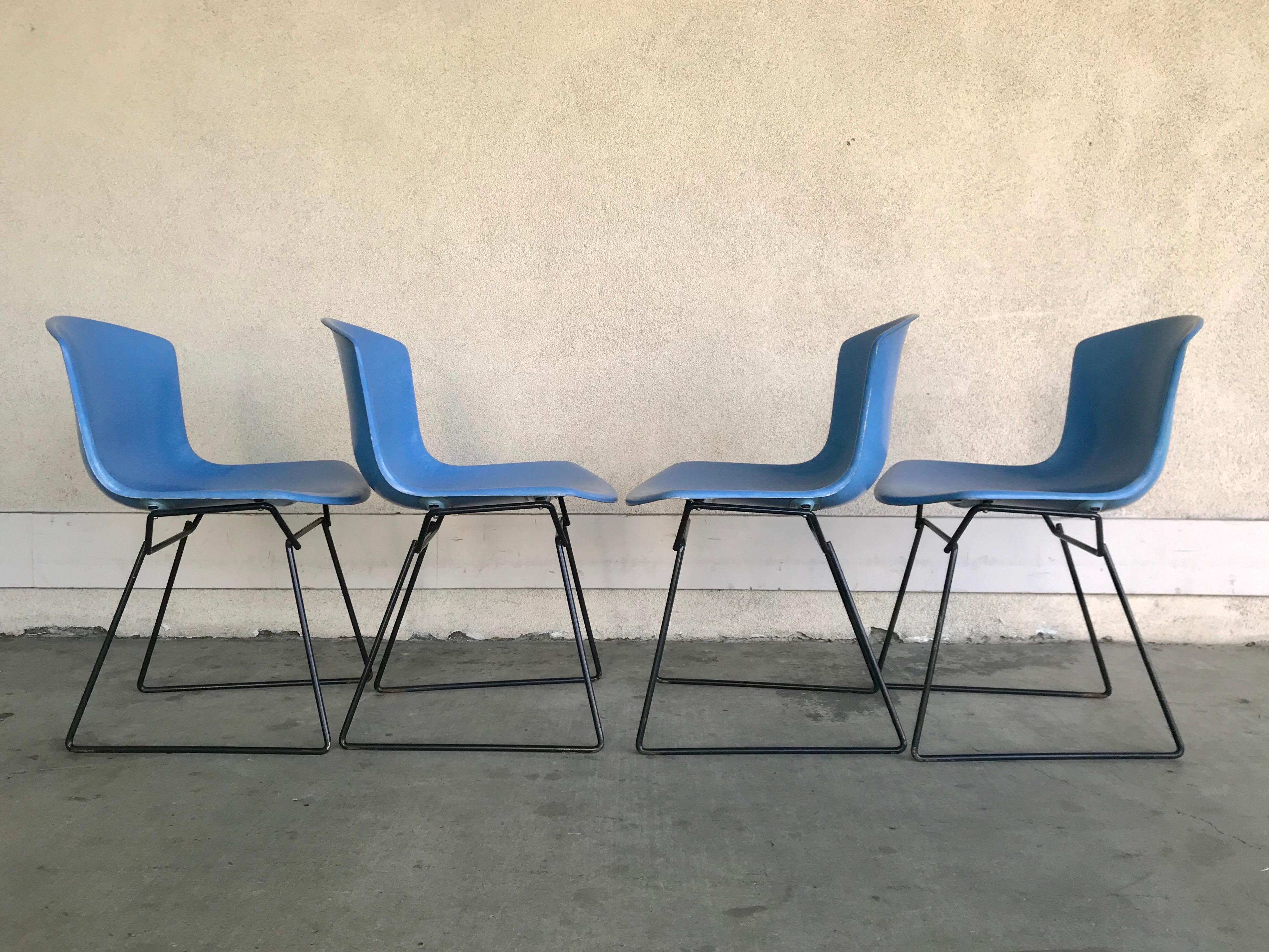 American Harry Bertoia Set of Four Knoll Chairs, 1960's