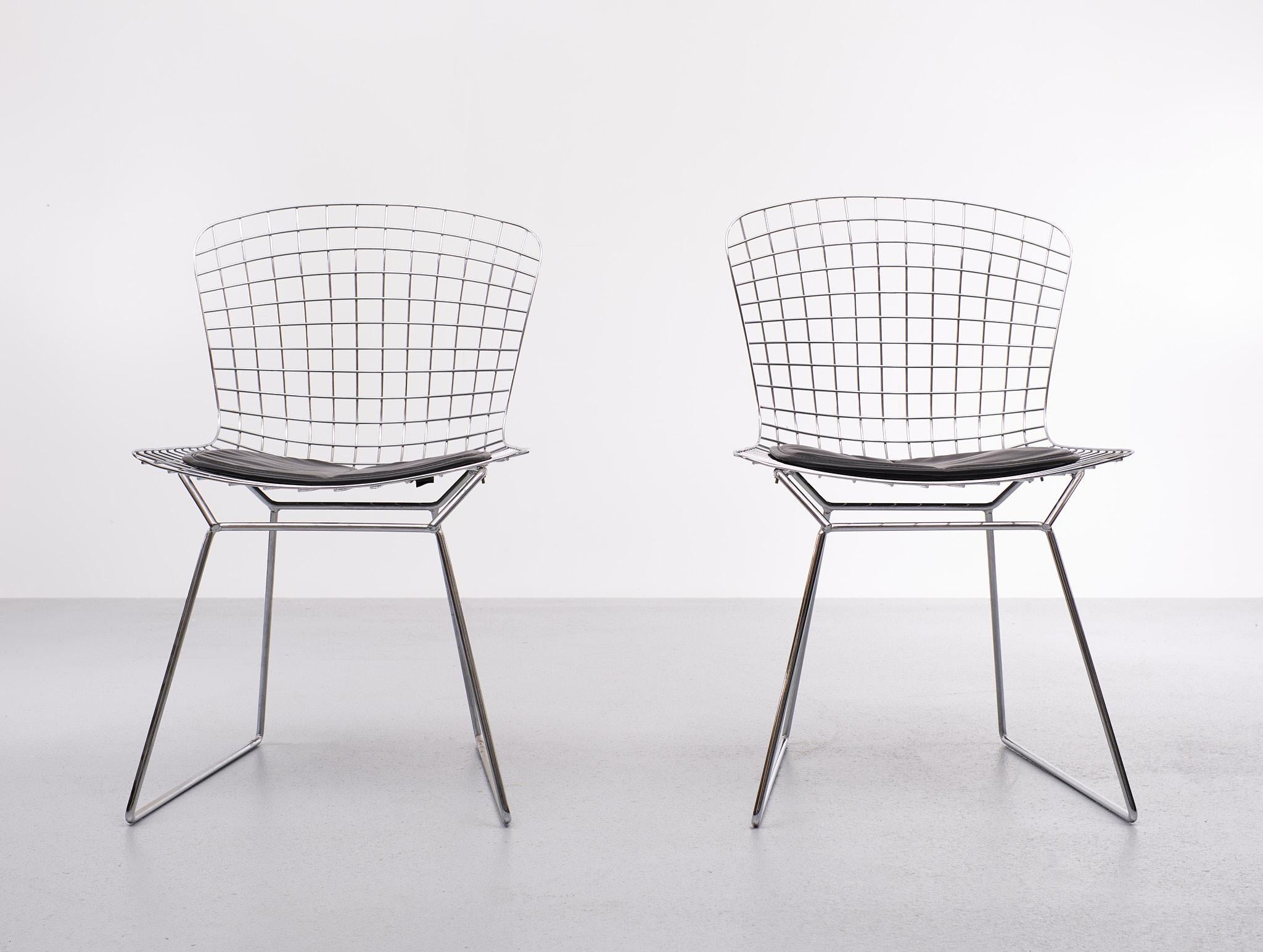 Space Age Harry  Bertoia  side chairs in chrome  1980s 