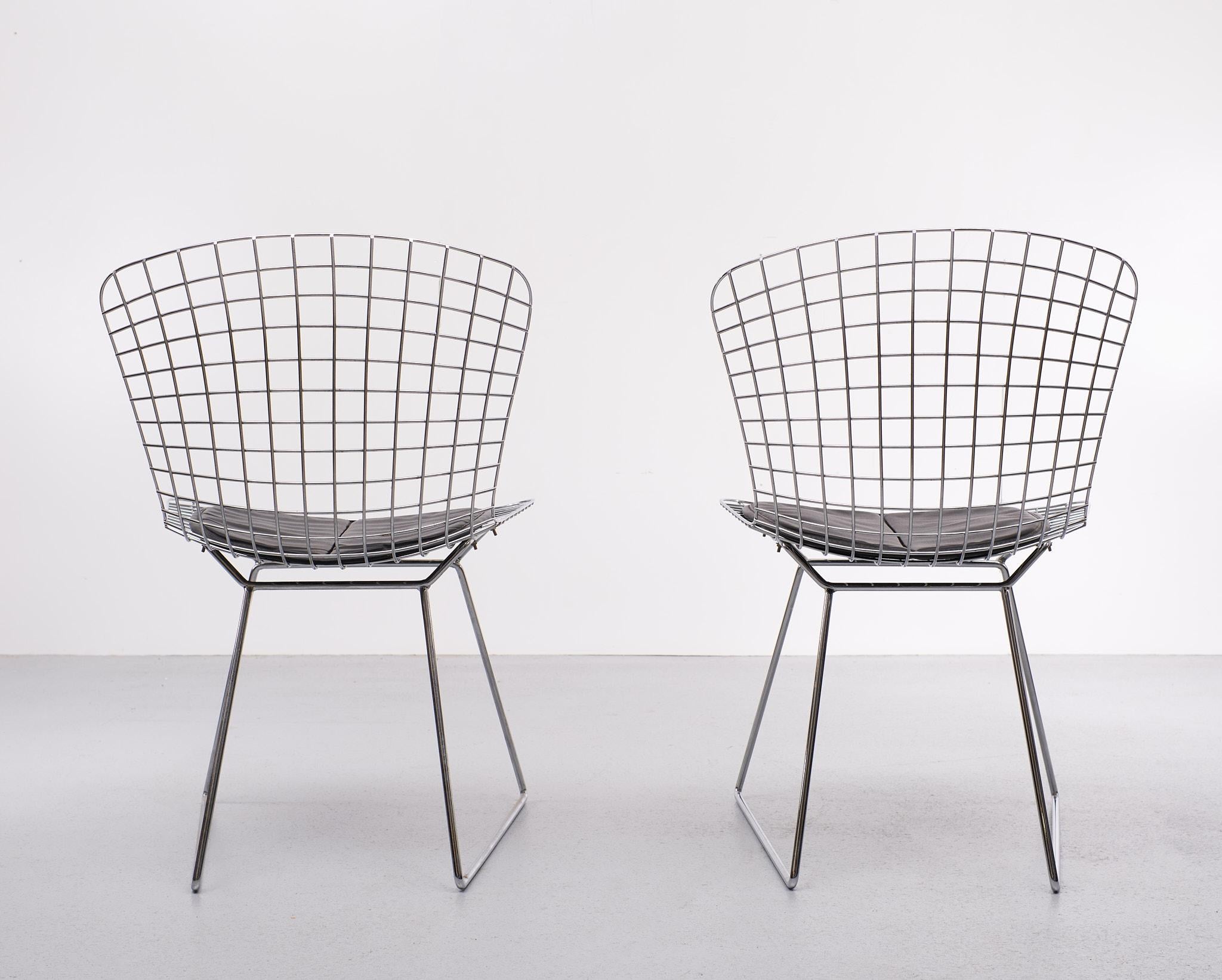 Chrome Harry  Bertoia  side chairs in chrome  1980s 