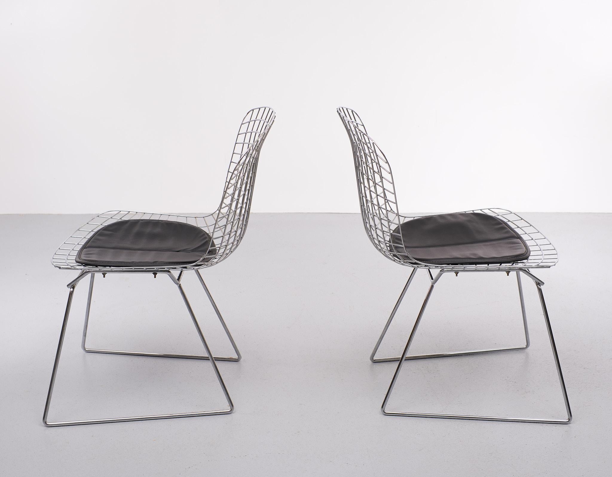 Harry  Bertoia  side chairs in chrome  1980s  2