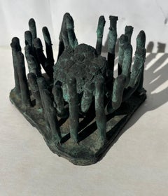 Harry Bertoia style bronze tree bush sculpture / paperweight green patina.