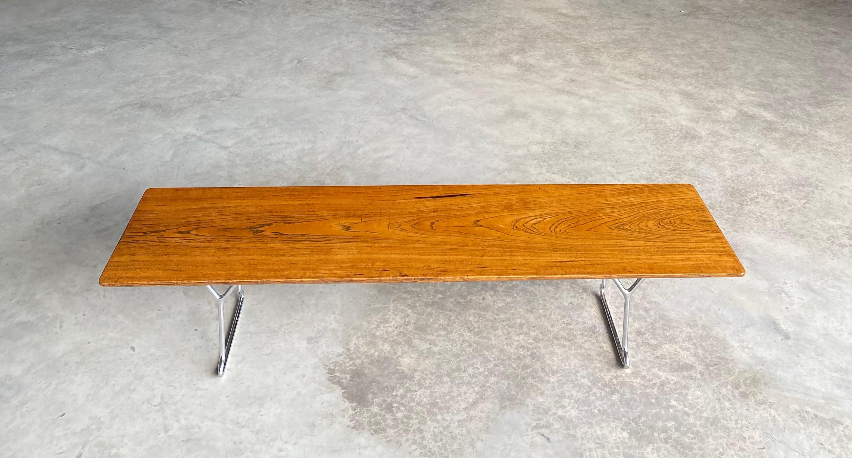 Banco moderno de mediados de siglo estilo Harry Bertoia Cromo en venta