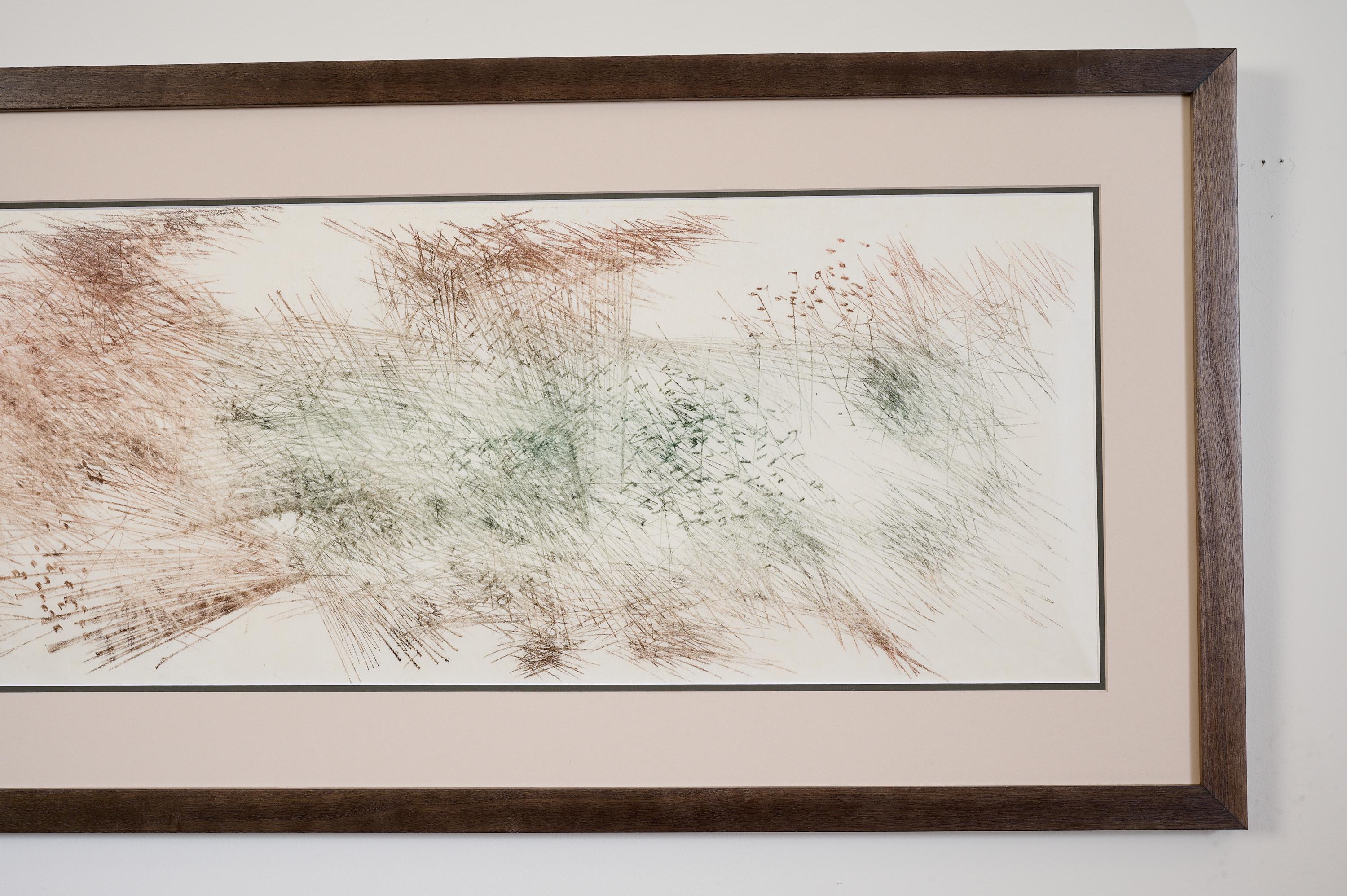 Mid-Century Modern Harry Bertoia: Untitled, Framed Monotype on Rice Paper, United States 1960s For Sale