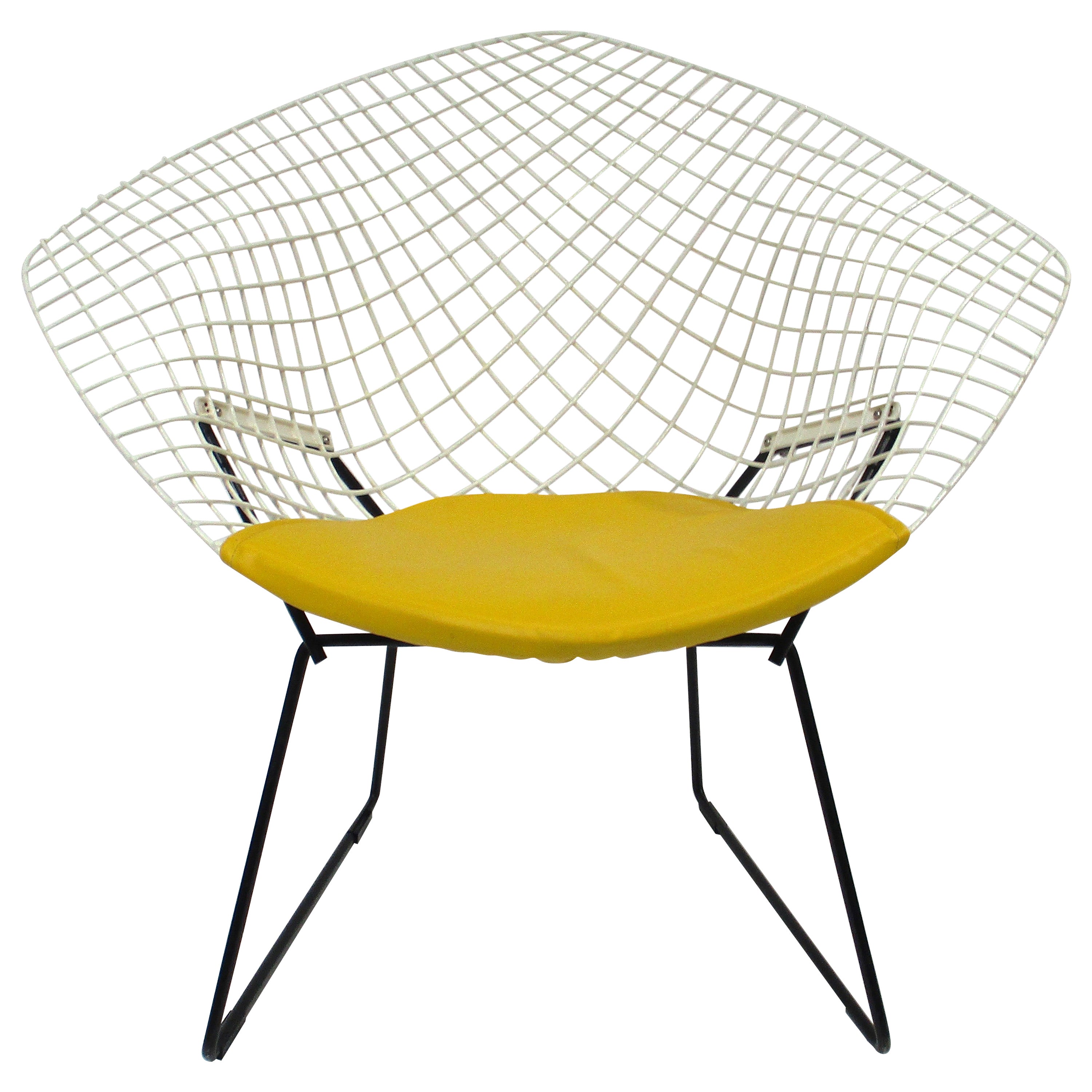 Harry Bertoia Weißer Draht-Diamant-Loungesessel für Knoll (A)