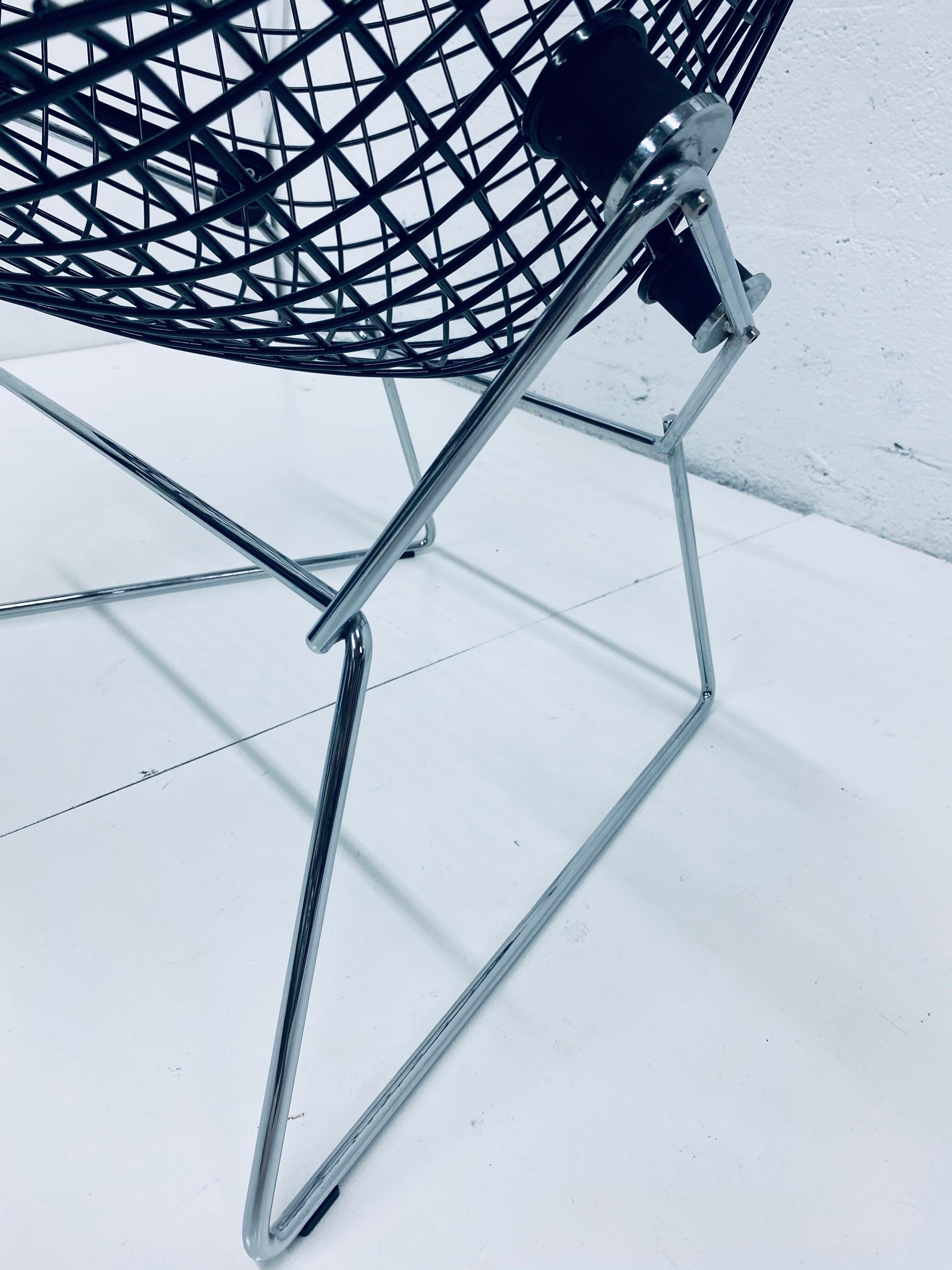 Harry Bertoia Wide Diamond Chair with Black Seat and Chrome Base for Knoll 1