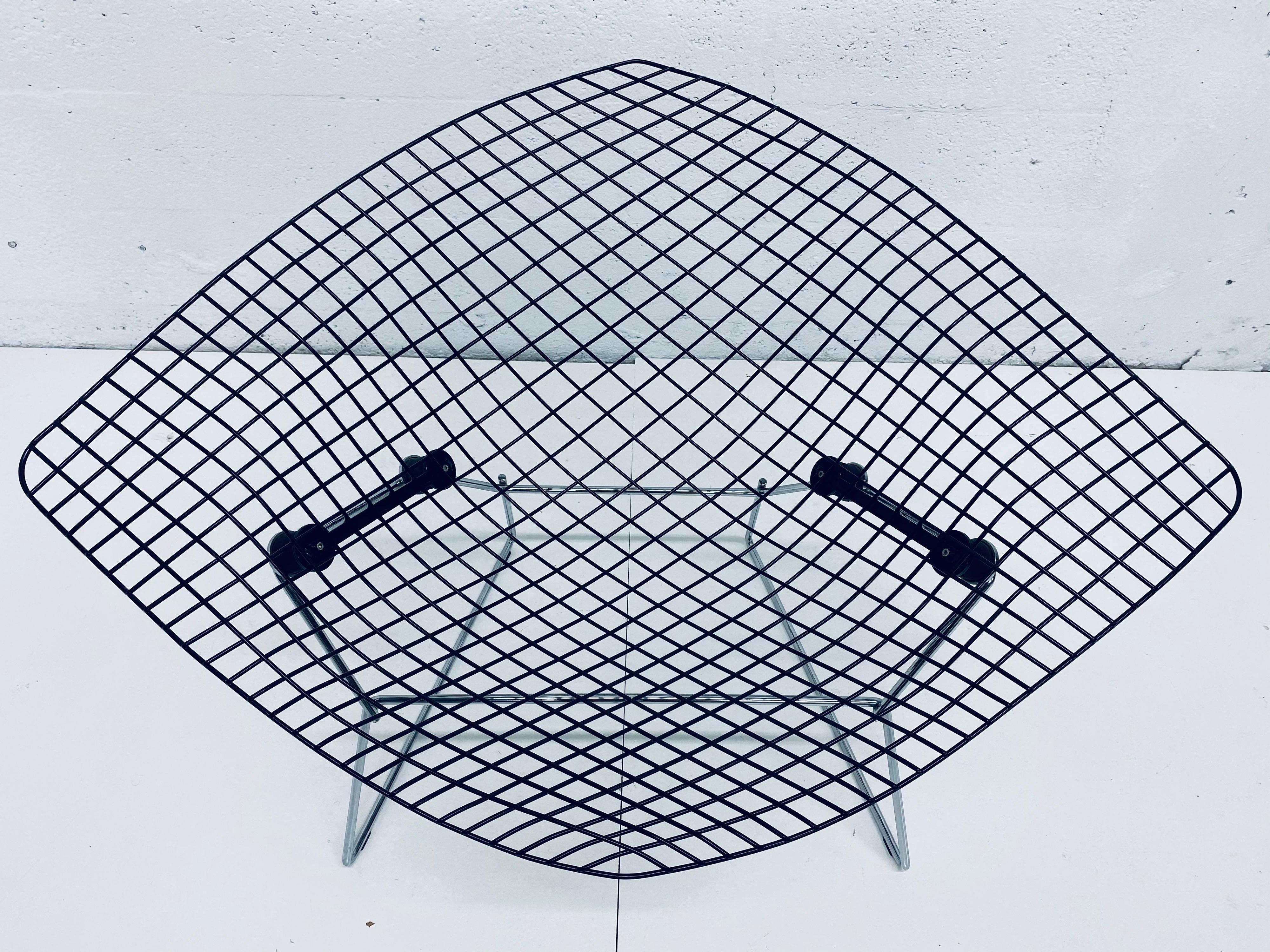 Mid-20th Century Harry Bertoia Wide Diamond Chair with Black Seat and Chrome Base for Knoll