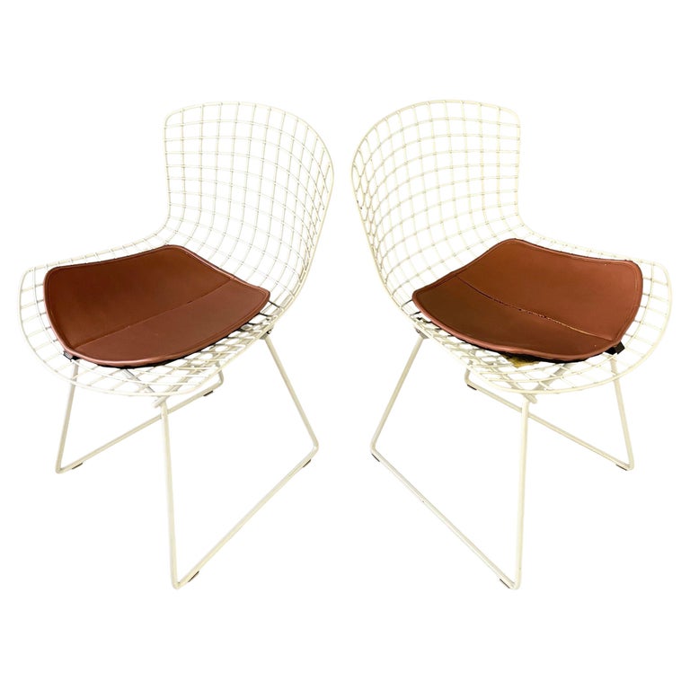 Harry Bertoia Wire Chairs for Knoll 1980s Vintage Mid Century w/ Original Pads at 1stDibs