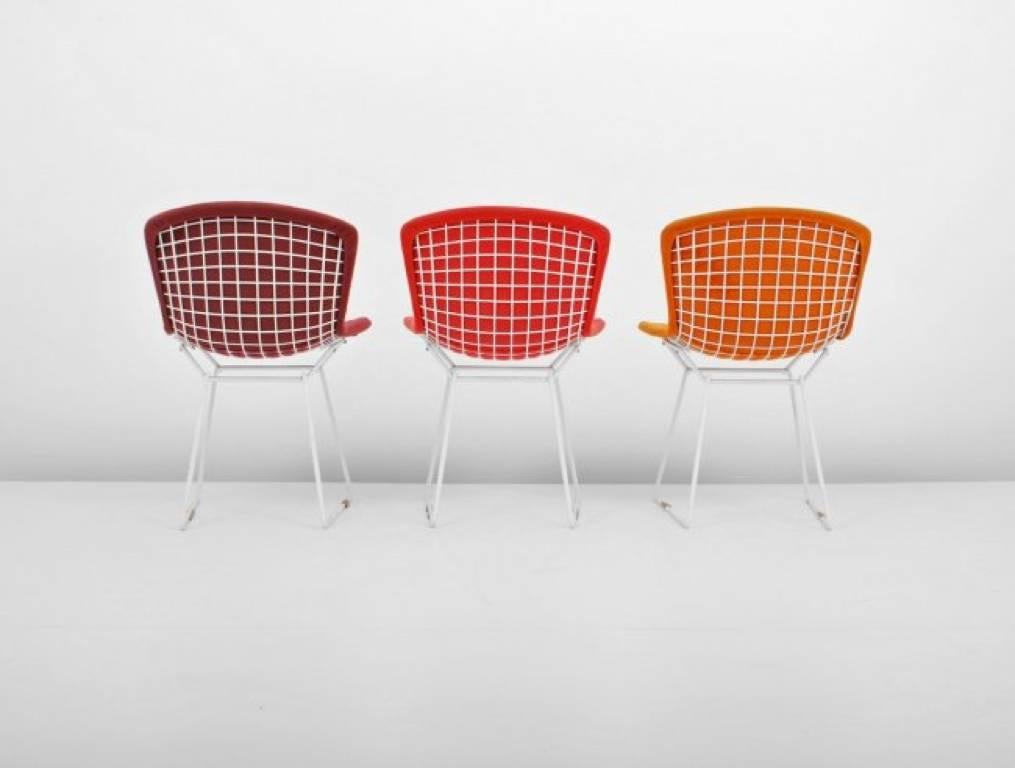 Powder-Coated Harry Bertoia Wire Chairs for Knoll International, Early Production Set of Six