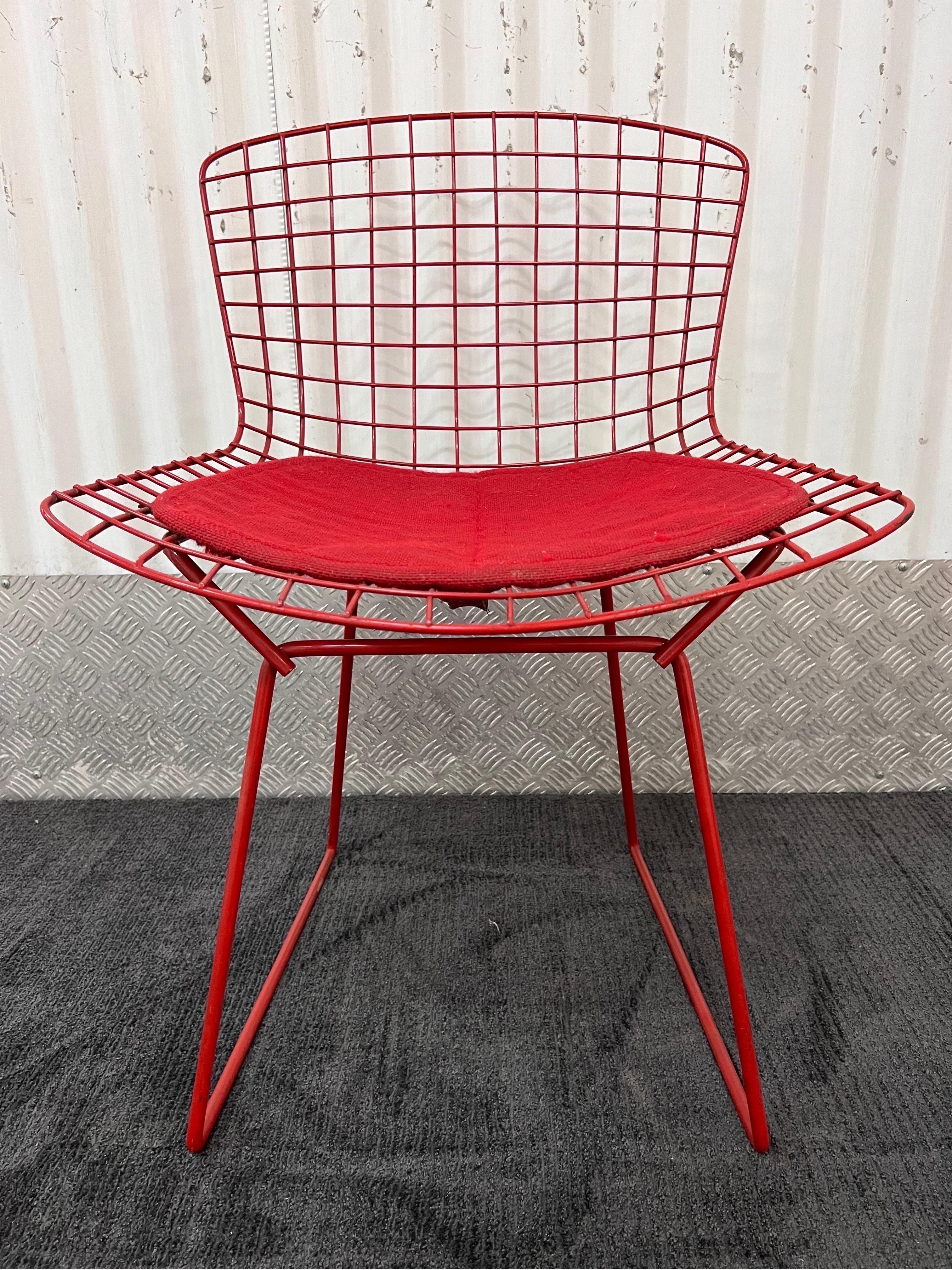 Steel Harry Bertoia Wire Side or Dining Chairs for Knoll, a Pair