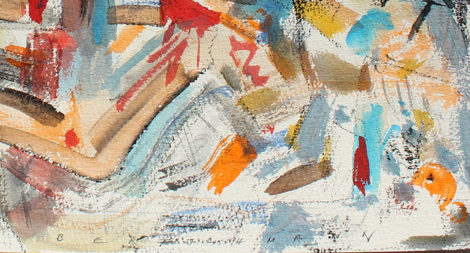 Abstract Expressionist Composition, 1990 - Brown Abstract Painting by Harry Bertschmann