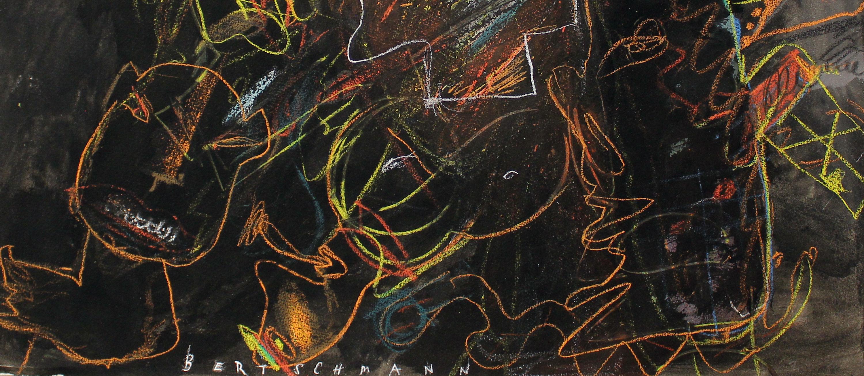 Figures on Black, from Subway series.  - Abstract Expressionist Painting by Harry Bertschmann