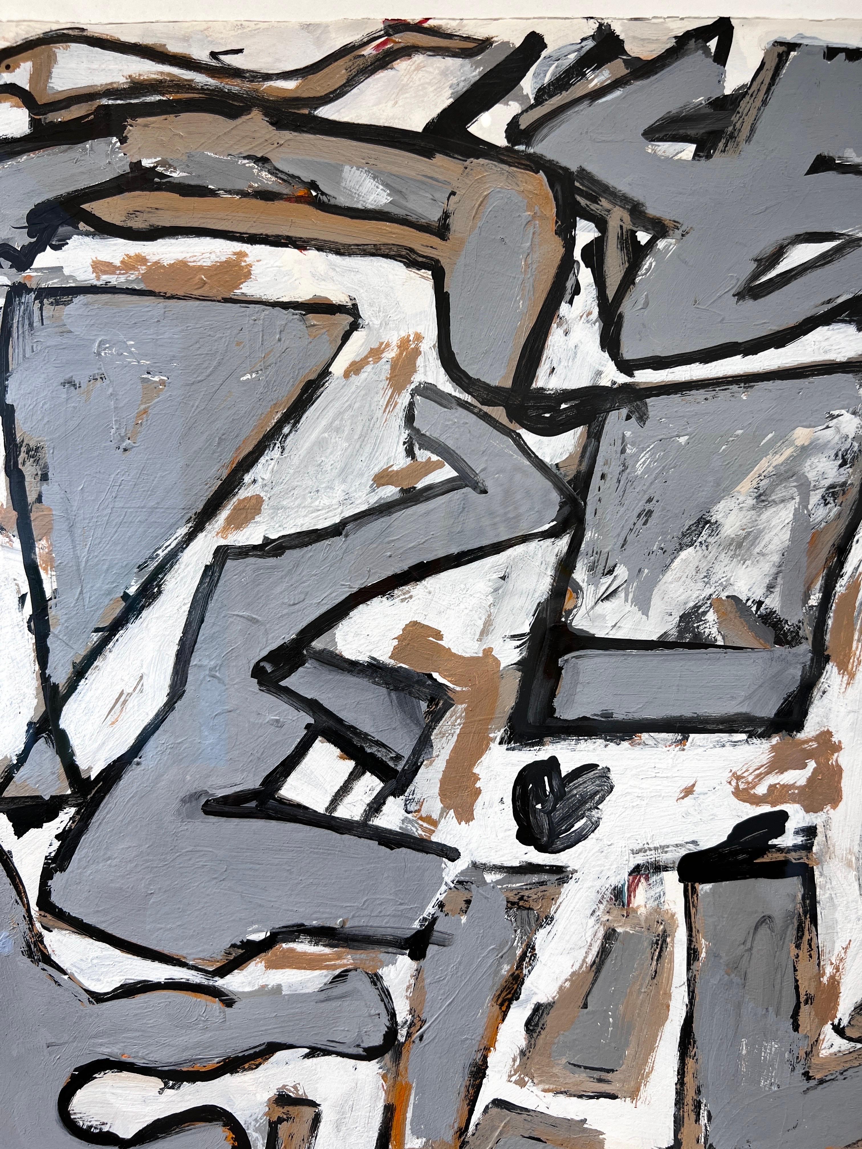 Grays and Tans, from digital group.  - Abstract Expressionist Painting by Harry Bertschmann