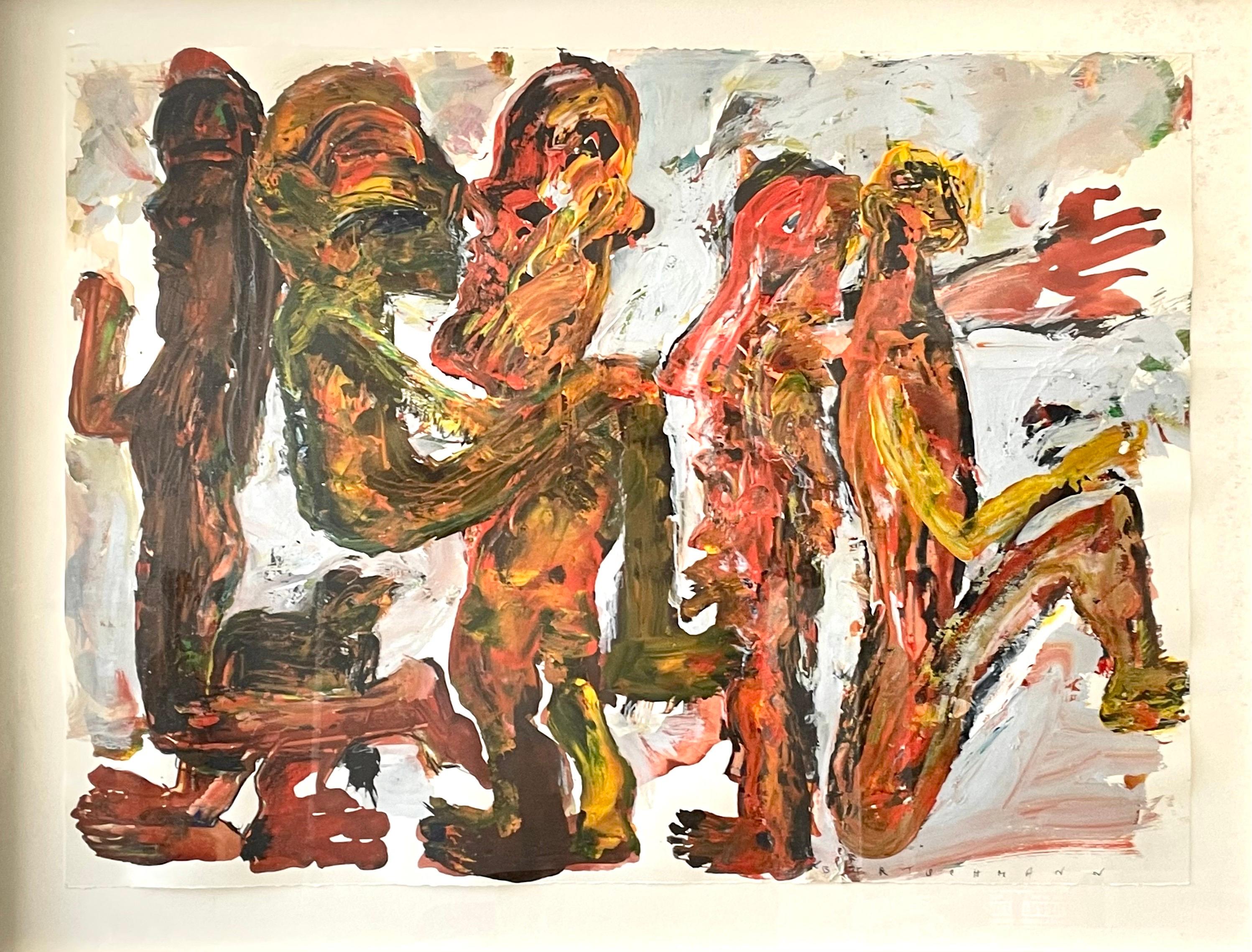 Grande peinture d'un outsider expressionniste abstrait suisse-américain Harry Bertschmann en vente 1