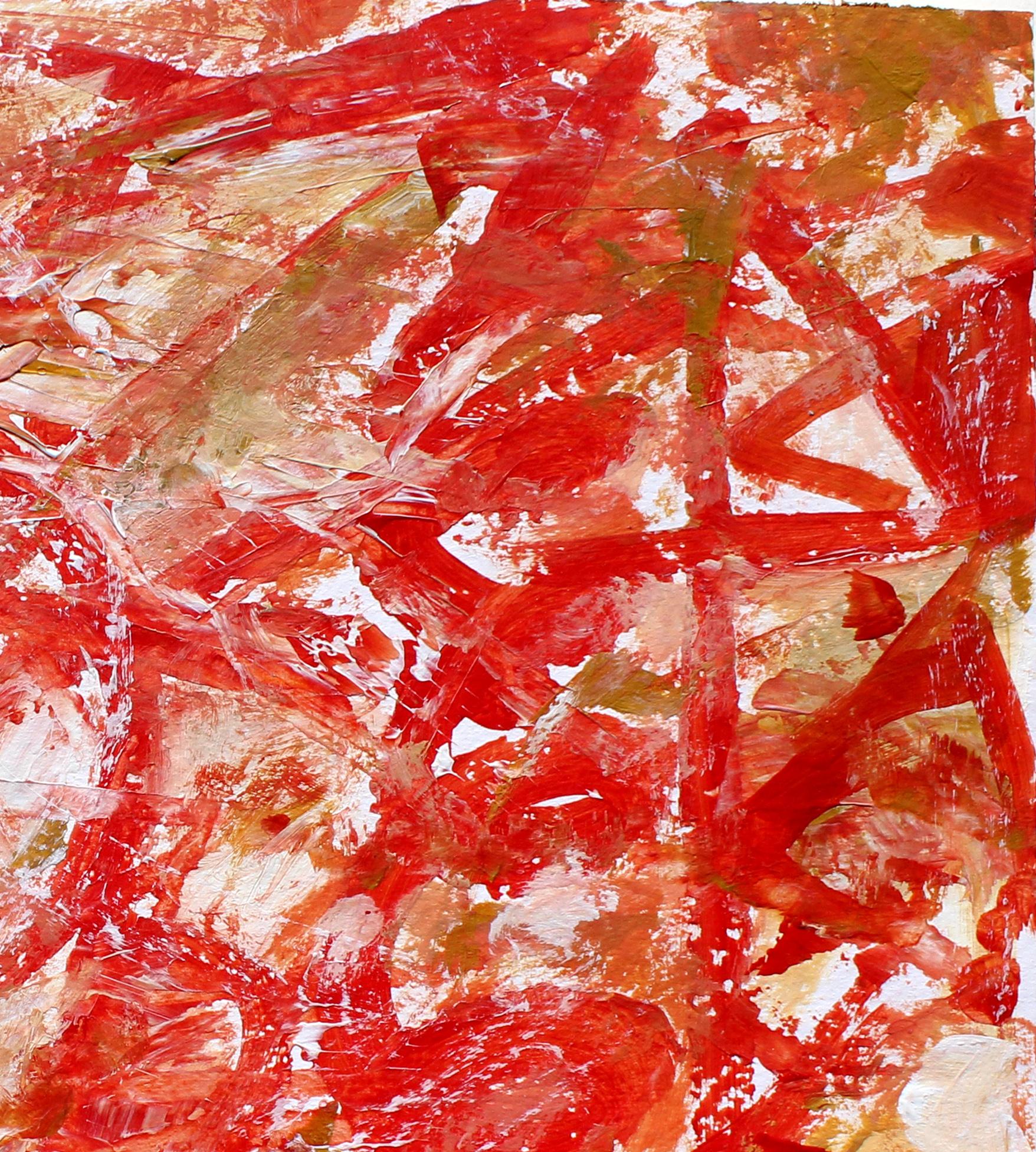 Red and Tan, Untitled, archived no. 47 - Orange Abstract Painting by Harry Bertschmann