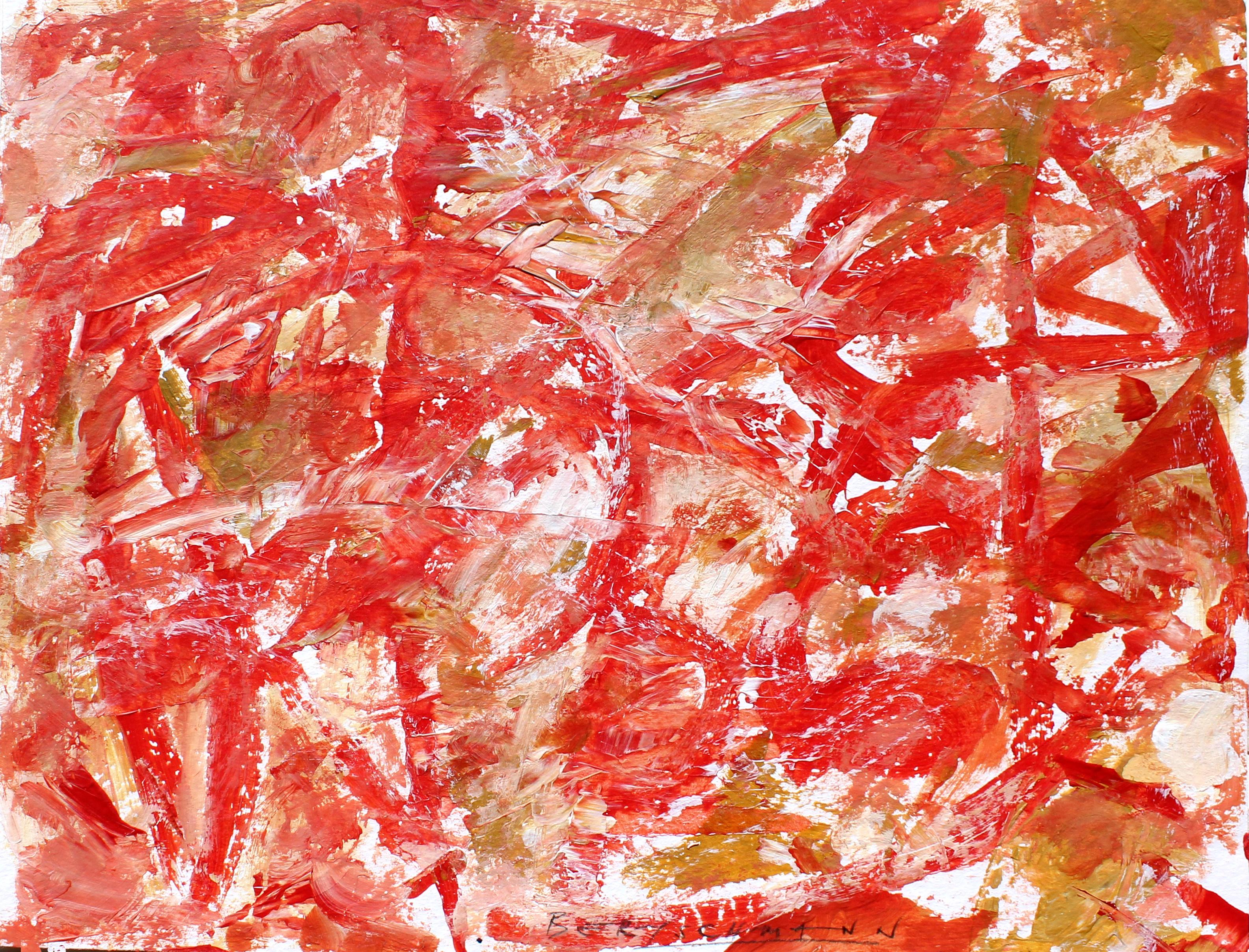 Harry Bertschmann Abstract Painting - Red and Tan, Untitled, archived no. 47