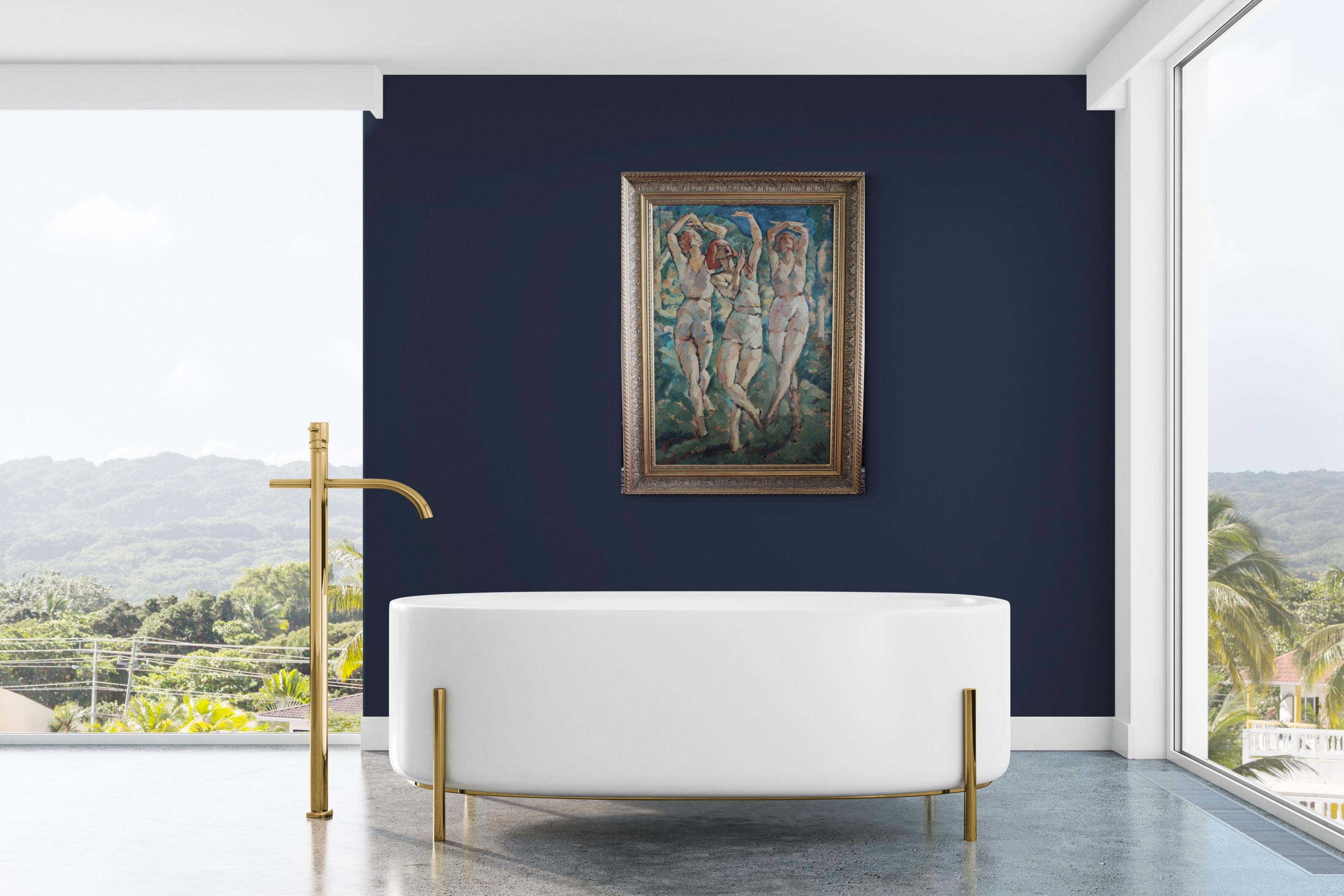 Grande peinture à l'huile post-impressionniste ancienne 