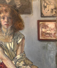 Red-Haired Woman in the Studio, Oil on Canvas, Art Nouveau, Circa 1907