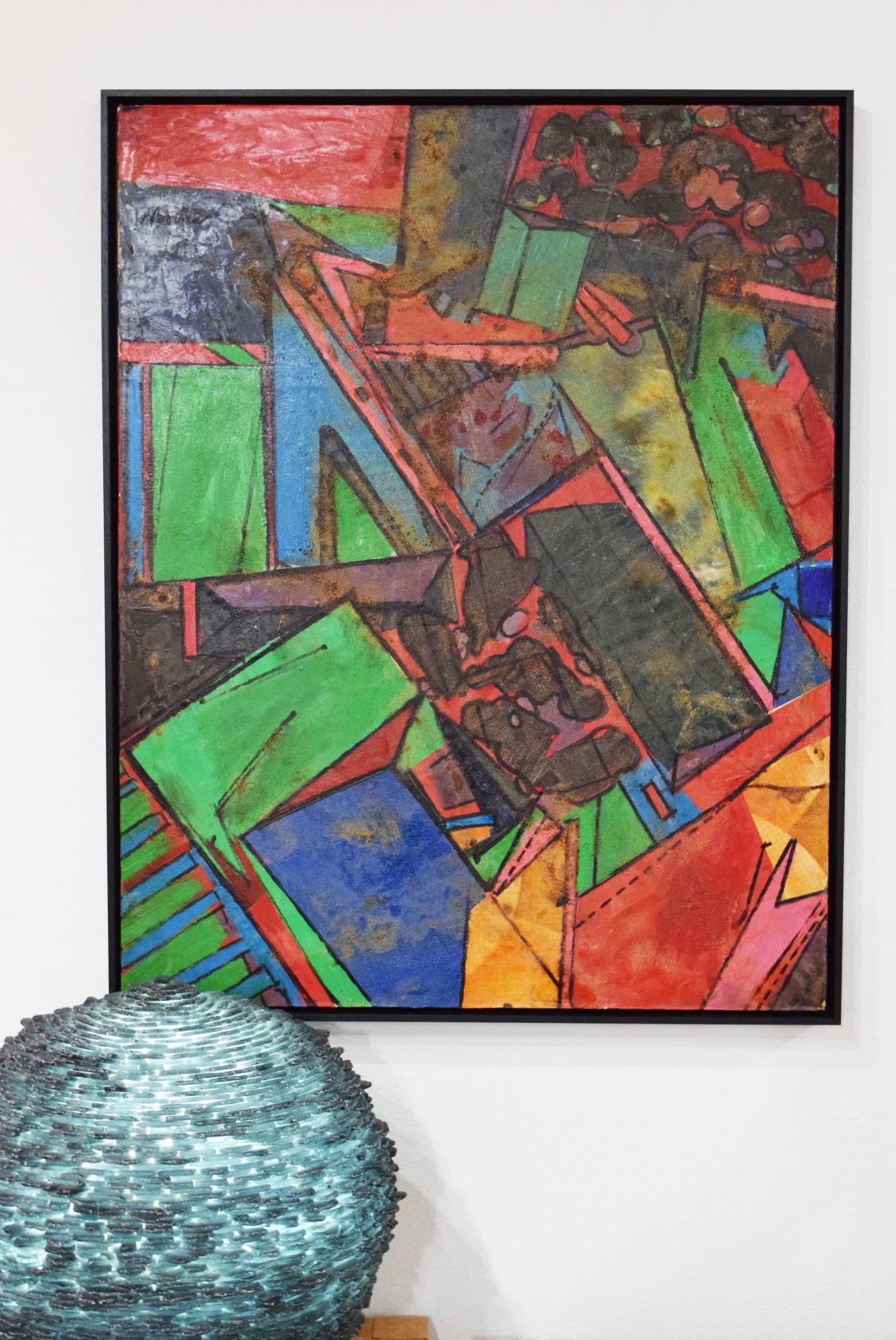 Mid-Century Modern Harry Bouras, Arlene's Grove, Oil and Collage on Board