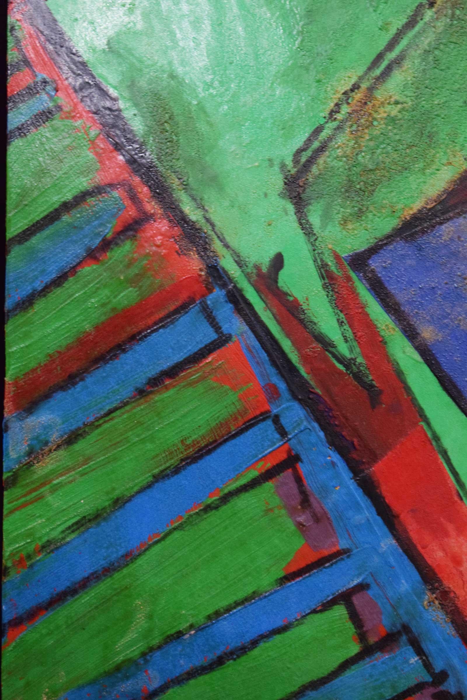 Harry Bouras, Arlene's Grove, Oil and Collage on Board In Good Condition In Dallas, TX