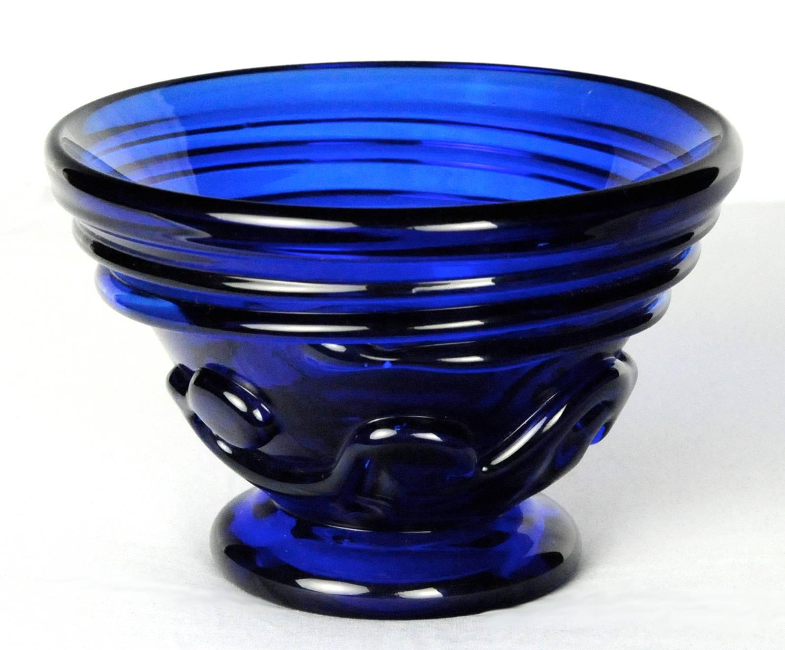 Vase en verre cobalt avec motif « Lily Pad »