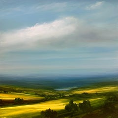Distant Blue - landscape oil painting realism impressionism modern orginal art