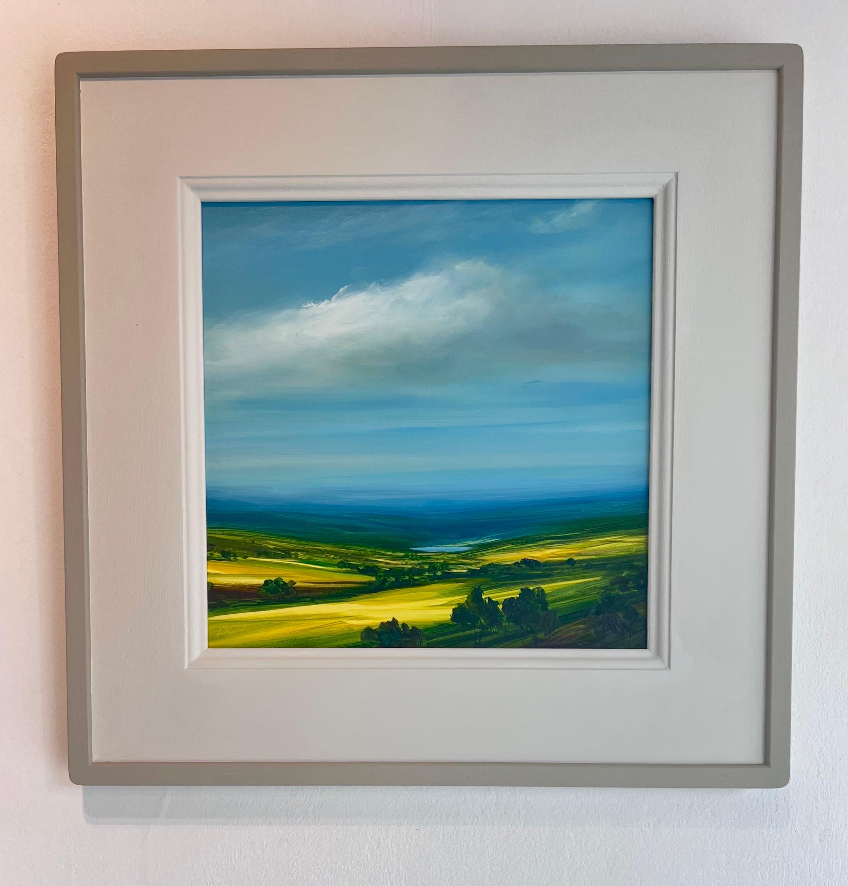 Distant Blue-original British landscape panorama oil painting-contemporary art For Sale 2