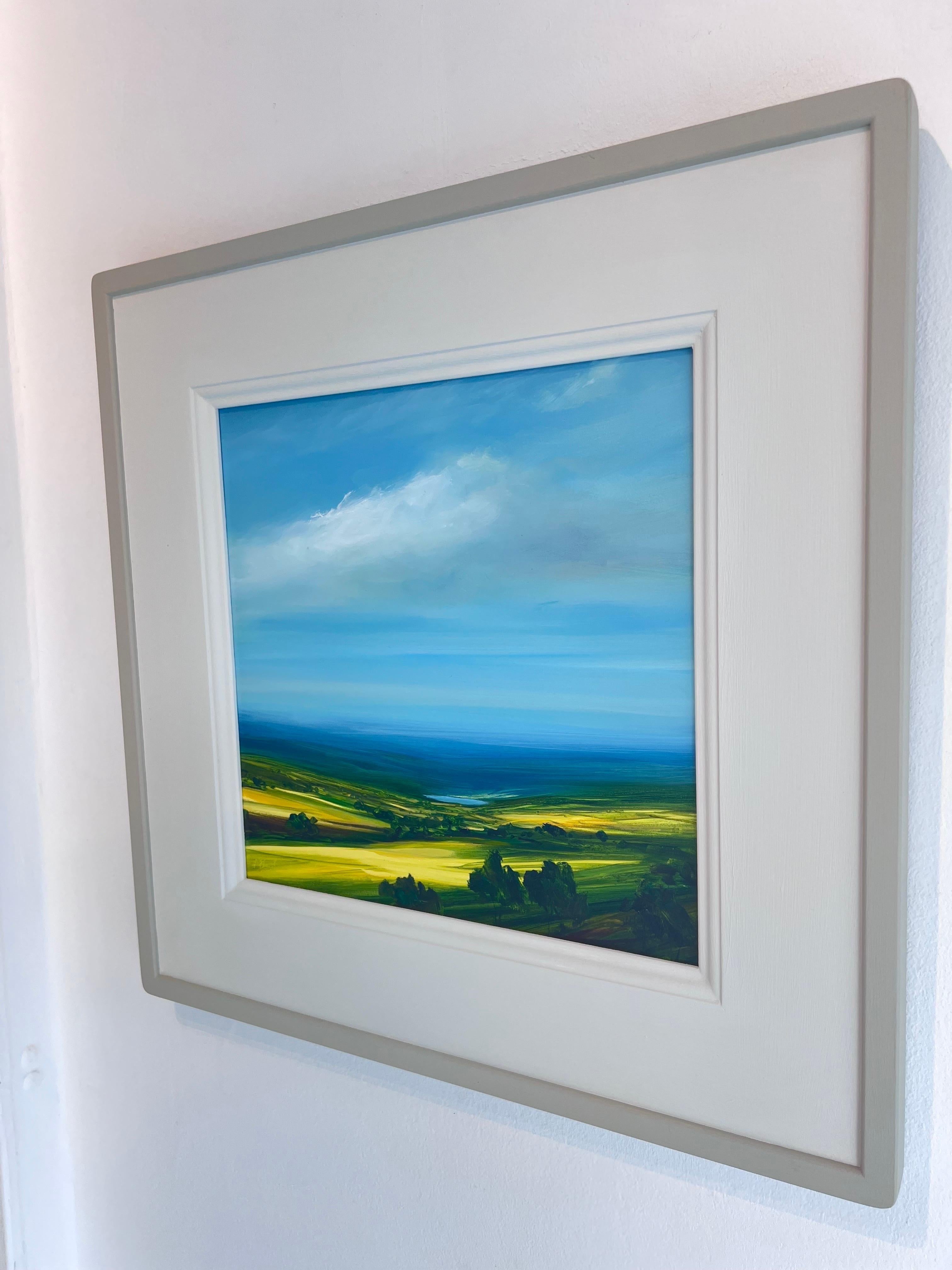Distant Blue-original British landscape panorama oil painting-contemporary art For Sale 3