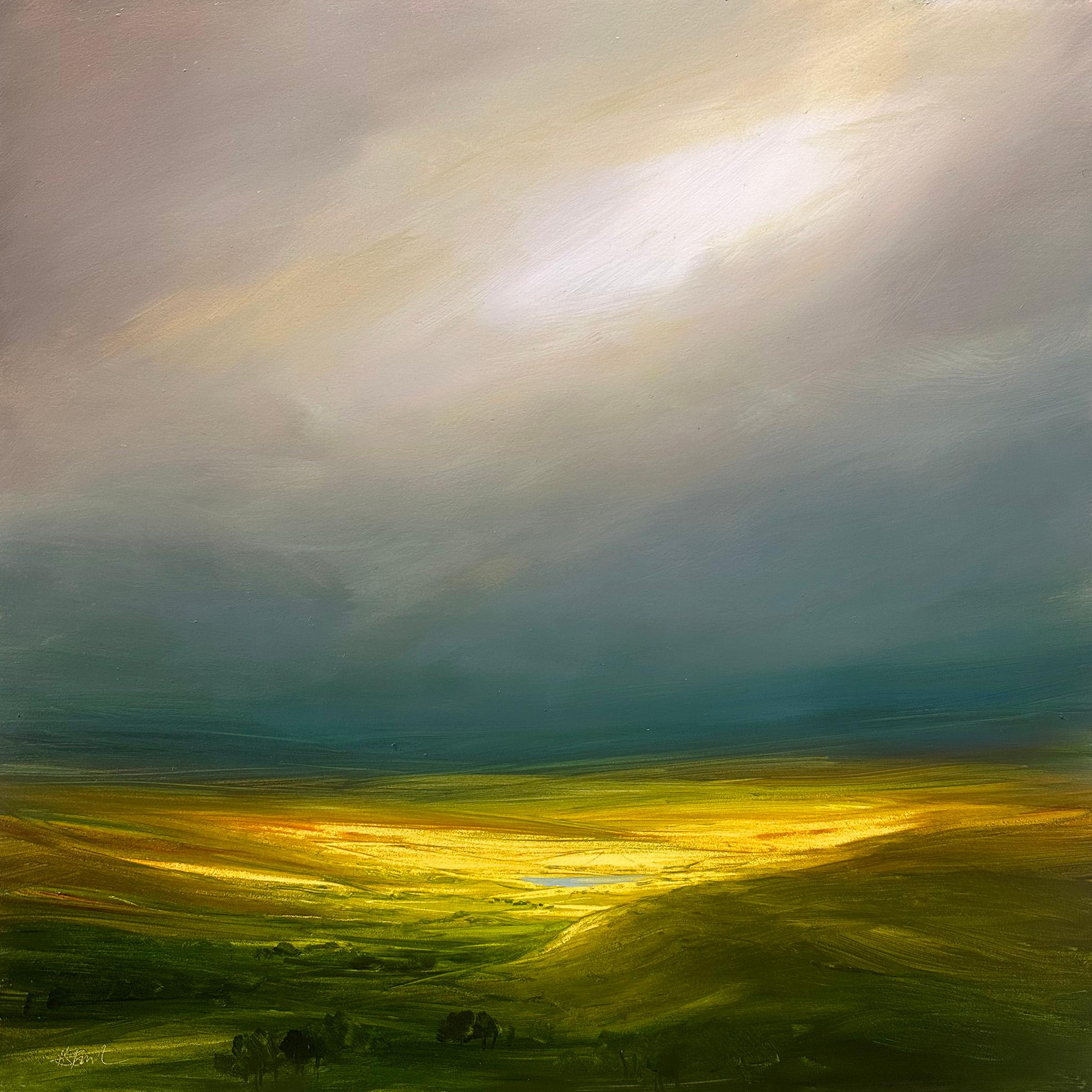 Gleaming Light-original impressionist landscape oil painting - contemporary art - Painting by Harry Brioche