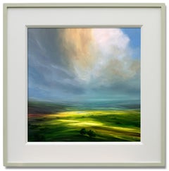 Green and Gold-original British landscape panorama oil painting-contemporary Art