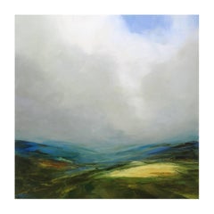 Late Summer on the Pennine, semi-abstract painting, British Landscapes