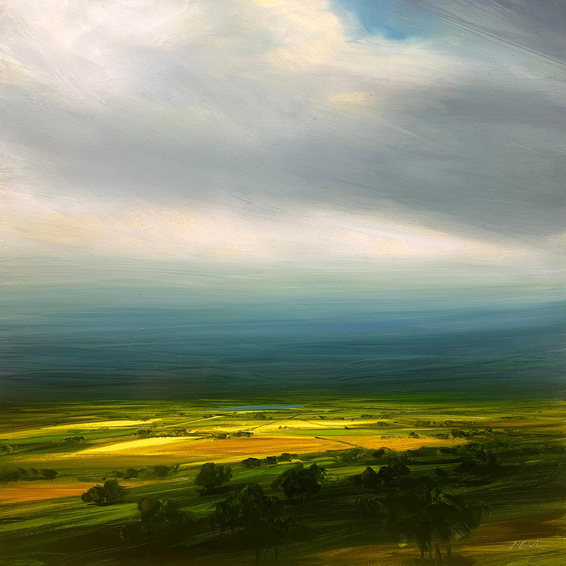 Lost Horizon-Original-Realismus-Landschaft-Ölgemälde-Zeitgenössische Modern Art (Grau), Landscape Painting, von Harry Brioche