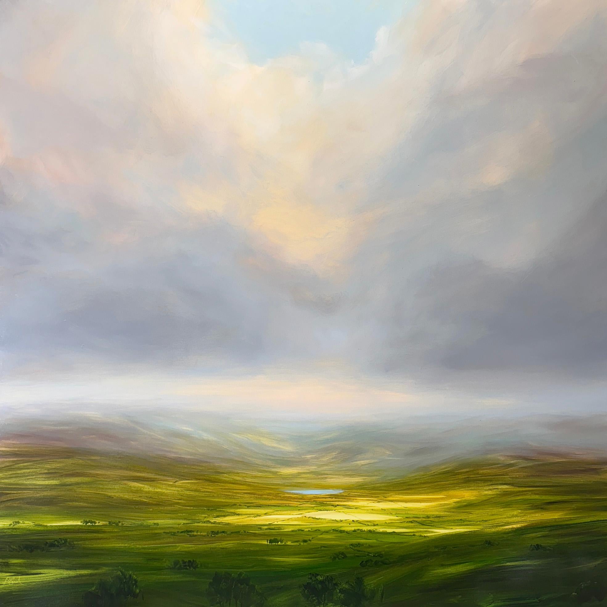 Versprechen eines helleren Tages-originale impressionistische Landschaftsmalerei-zeitgenössisch – Painting von Harry Brioche