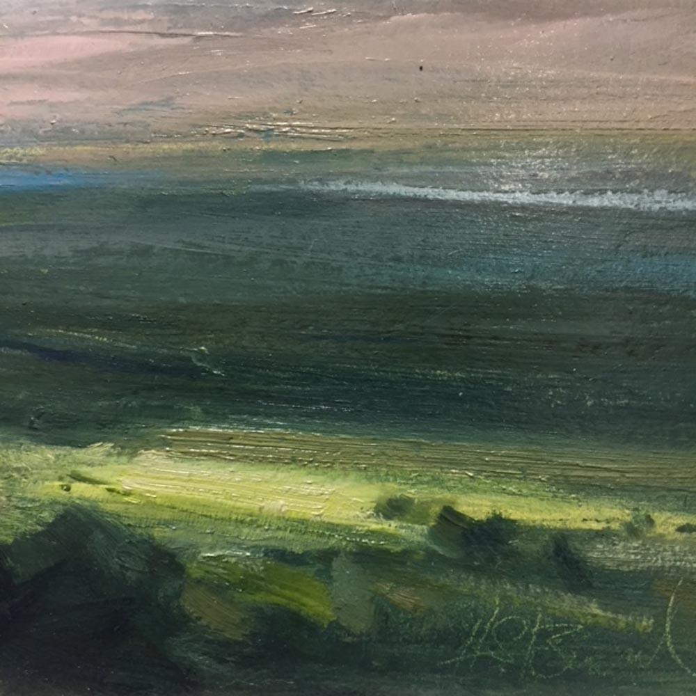 Sunlit Waters, Contemporary British Landscape Original Painting - Gray Landscape Painting by Harry Brioche