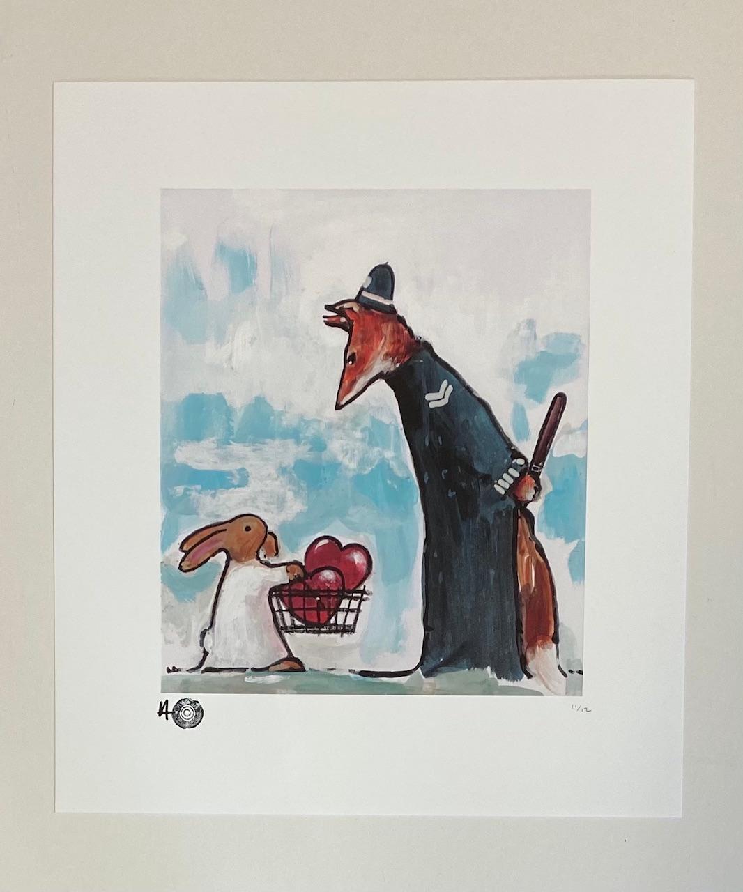Objets essentiels en édition limitée, imprimé animal, renard, lapin  - Abstrait Print par Harry Bunce