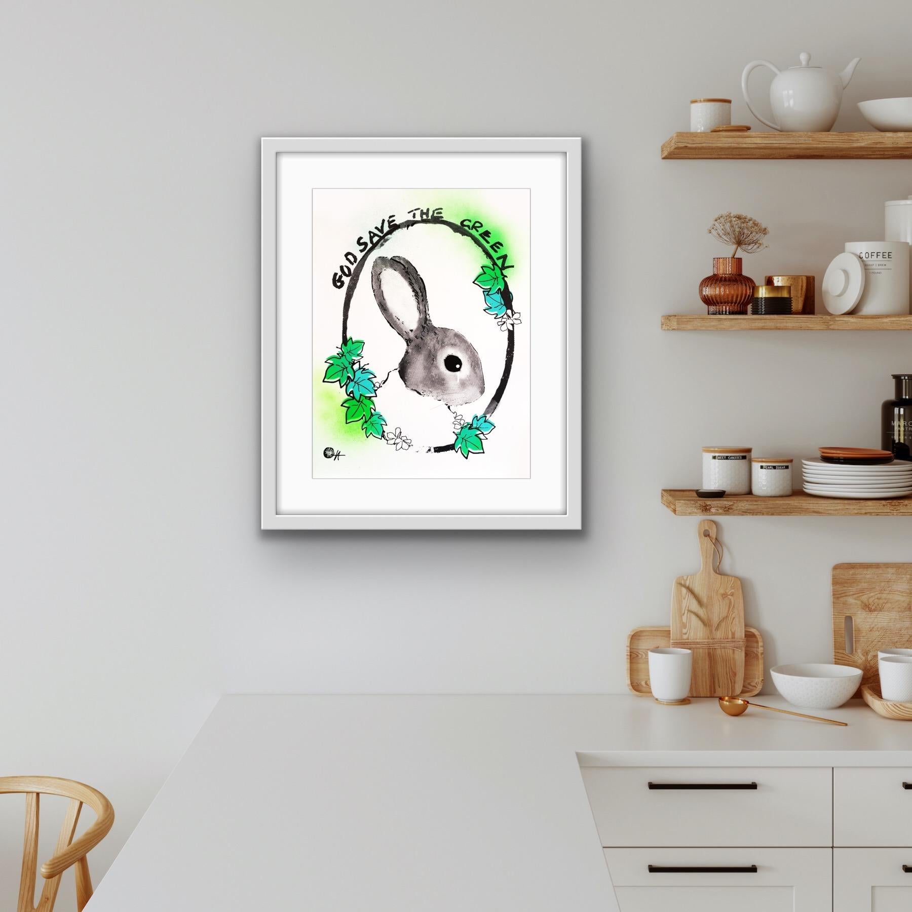 God Save the Green, Animal Print, Rabbit Art, Coronation Art, Conservation Art For Sale 6