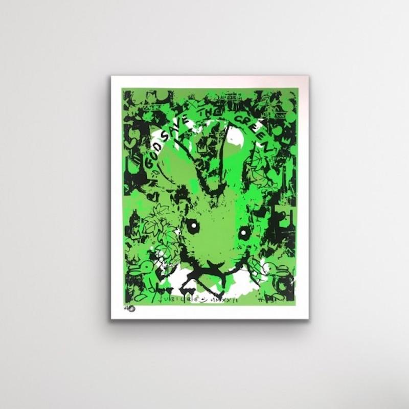 God Save the Green (II), impression en édition limitée, art animalier, pop art, abordable - Vert Animal Print par Harry Bunce