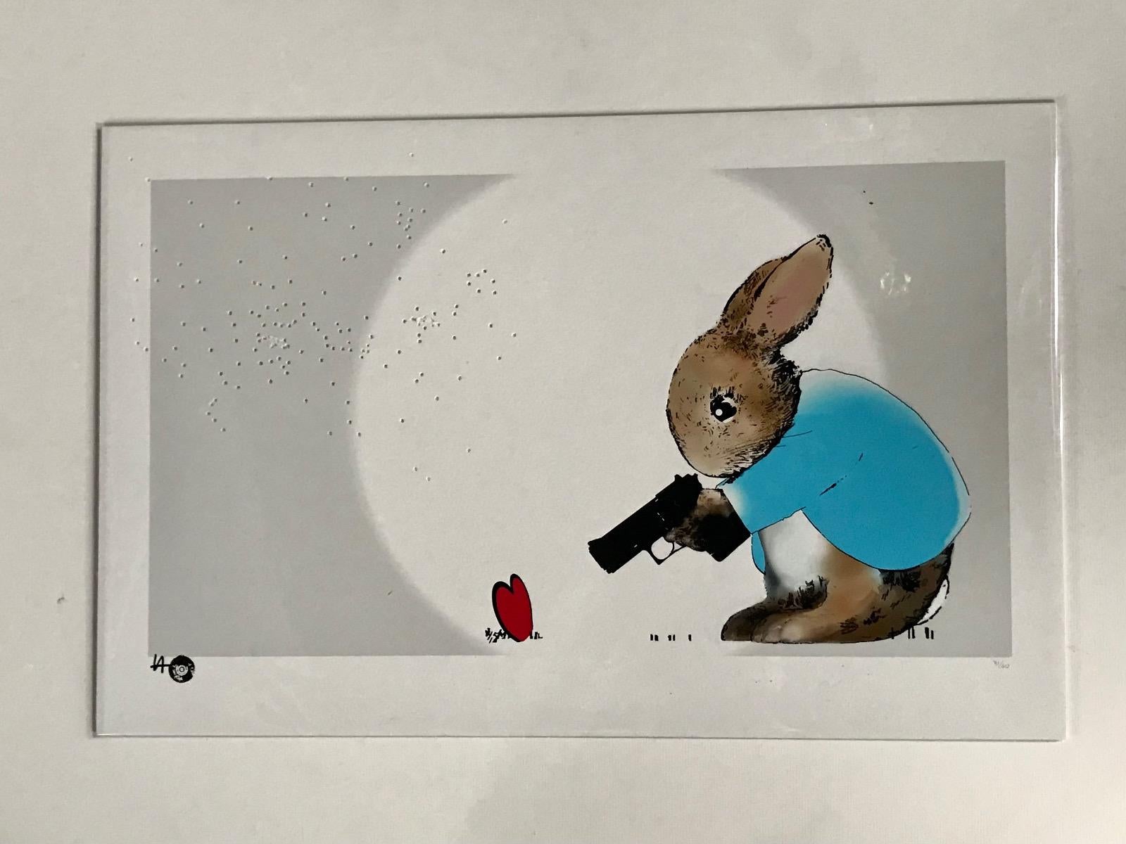 Série Rural Resistance - Freeze!, imprimé animal, Bunny, imprimé abstrait - Contemporain Print par Harry Bunce