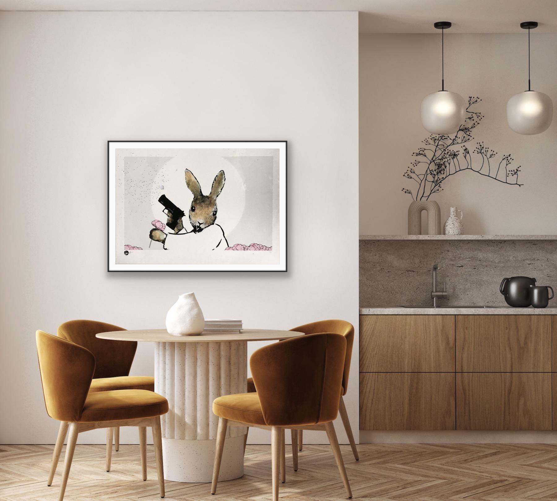 Série Rural Resistance - Home Guard, Animal Print, Bunny, Impression abstraite en vente 3