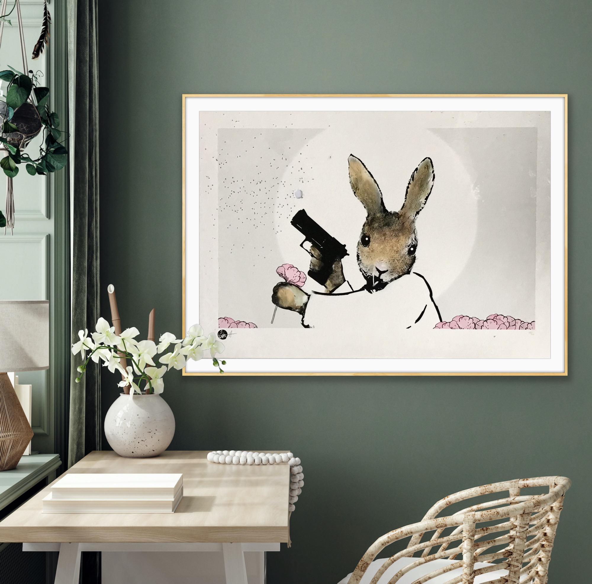 Série Rural Resistance - Home Guard, Animal Print, Bunny, Impression abstraite en vente 5