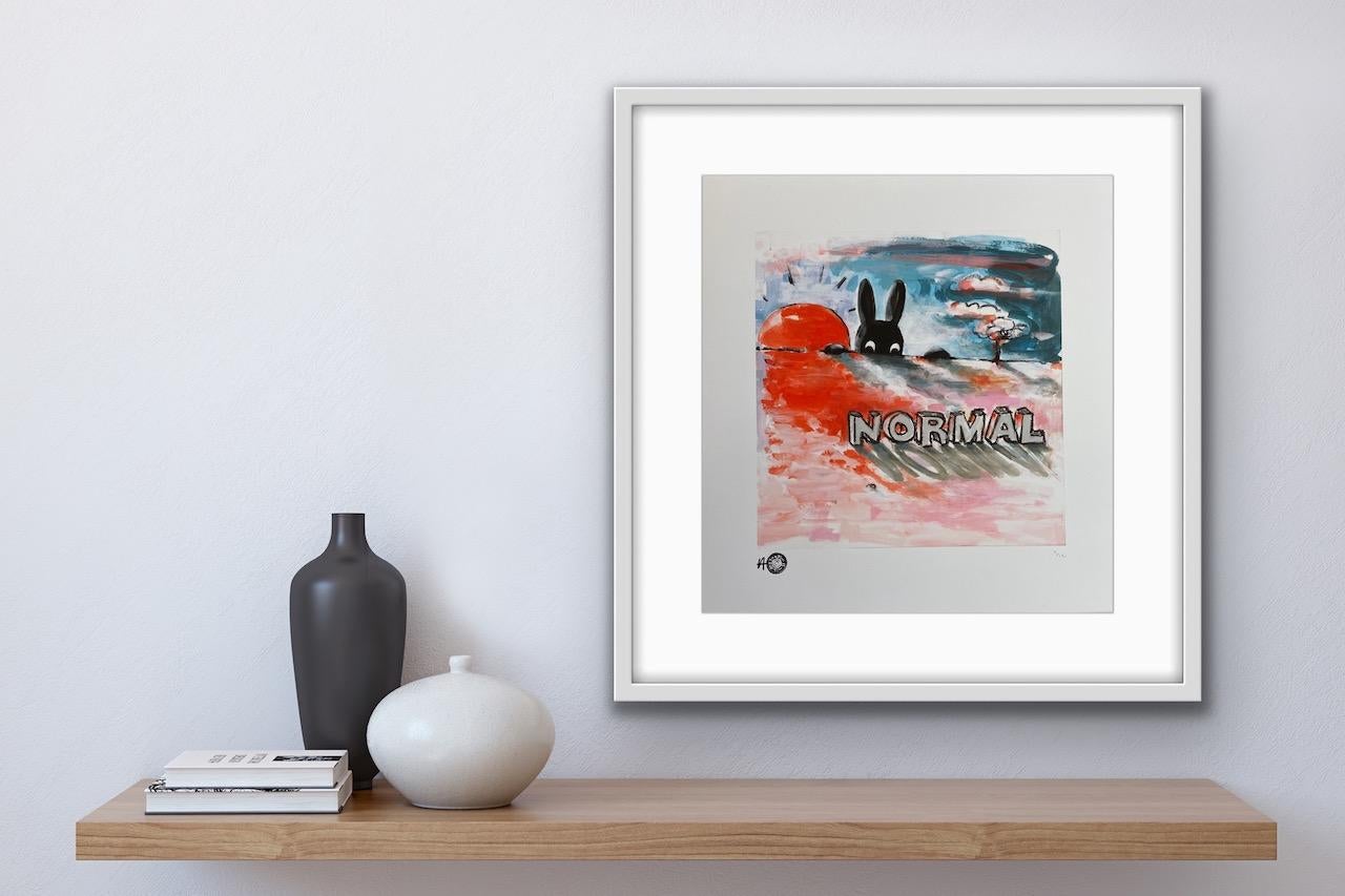 The New Normal, Druck in limitierter Auflage, Bunny, Tierdruck, Sonnenuntergang  – Print von Harry Bunce