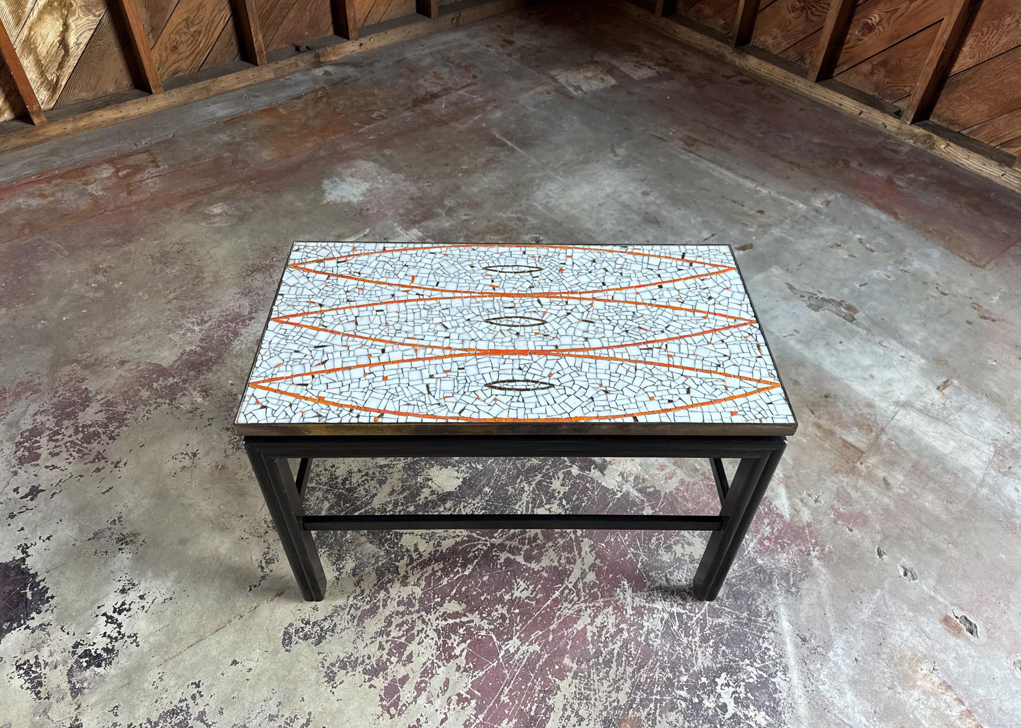 American Harry Burger Custom Glass Mosaic Tile Side Table, Hollywood, c.1955