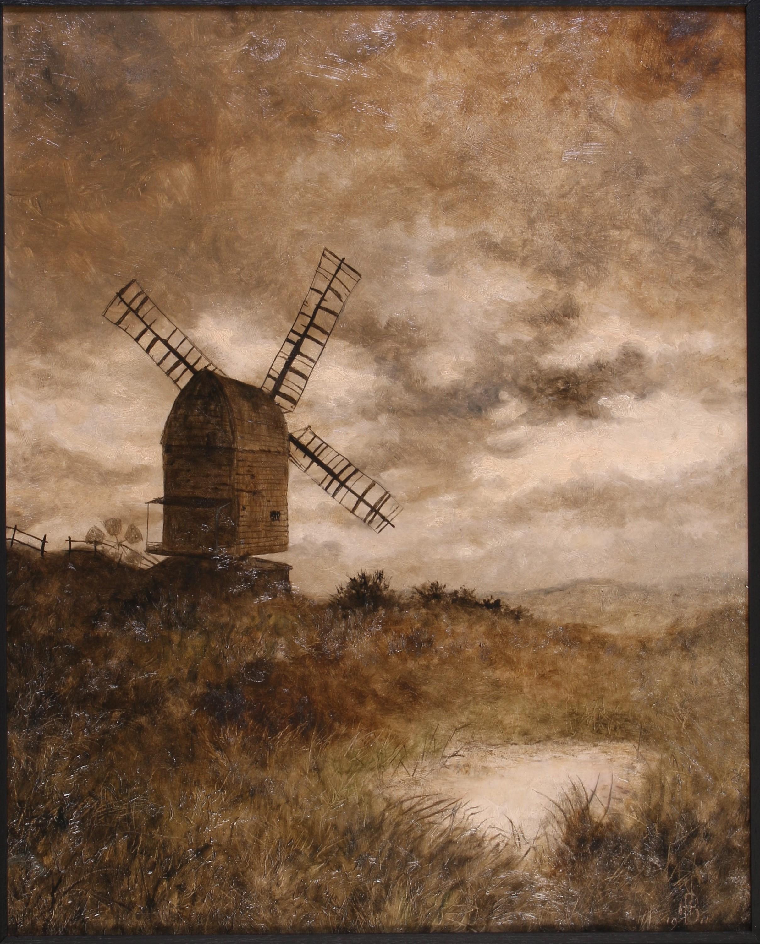 Harry Bush Landscape Painting - Jill windmill, Hassocks, Sussex