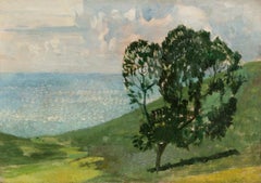 Vista sul mare - Paesaggio del XX secolo dipinto a olio con albero e oceano - Greene & Greene