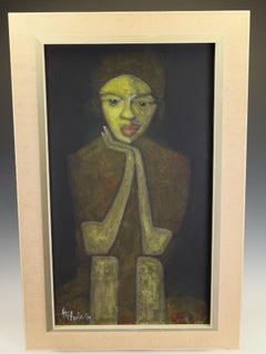 Harry Charles Tim Neoexpressionistisches Acrylgemälde 'In Gedanken' Porträt, 2026
