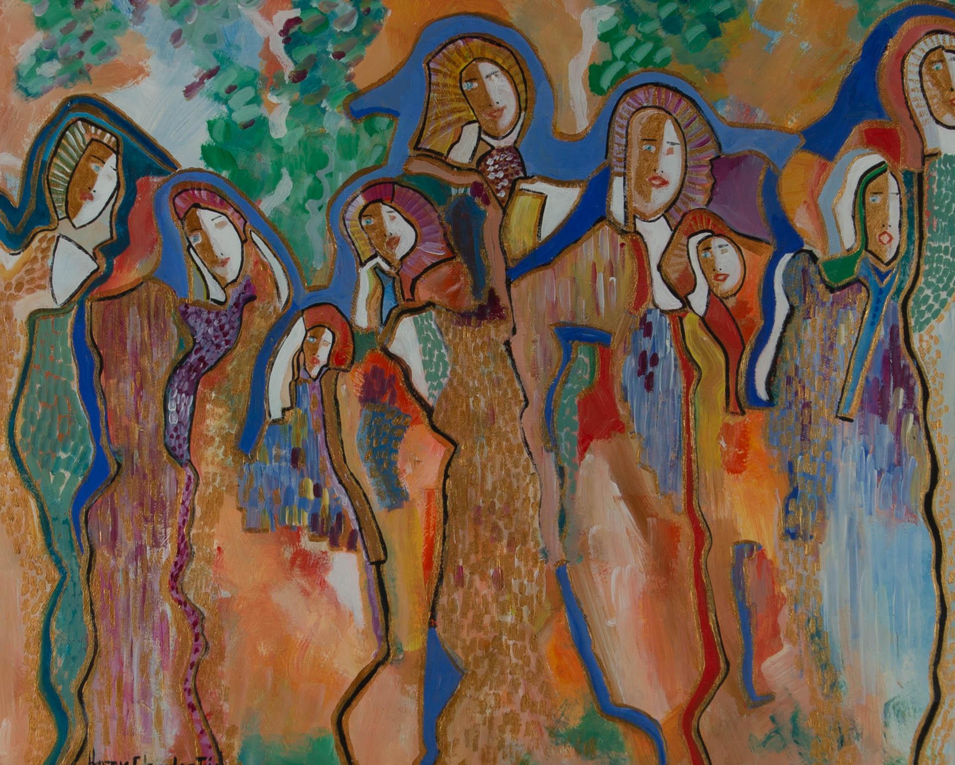 Harry Charles Tim - Contemporary Acrylic, A Happy Crowd 1