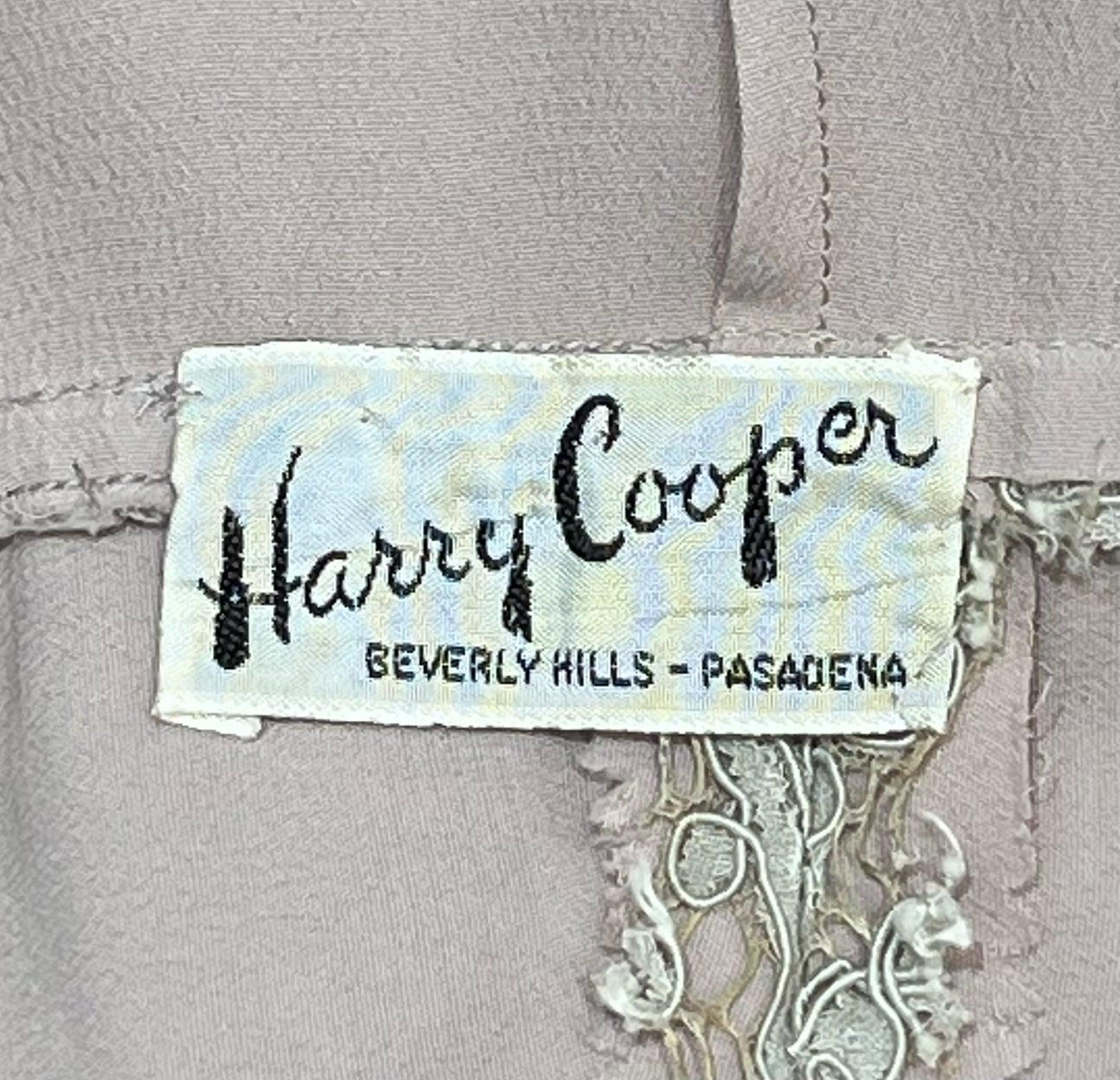 Harry Cooper Blush Draped Chiffon Dress with Lace Bodice, 1960s In Excellent Condition For Sale In Los Angeles, CA