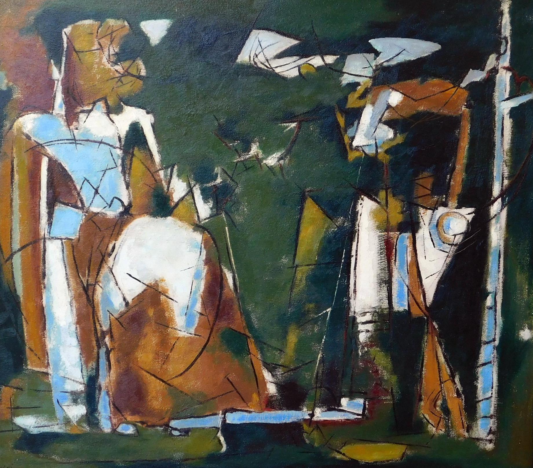 Harry Crowley NYC Abstract Expressionist Painting, circa 1954, Slow Solitude In Good Condition For Sale In Phoenix, AZ