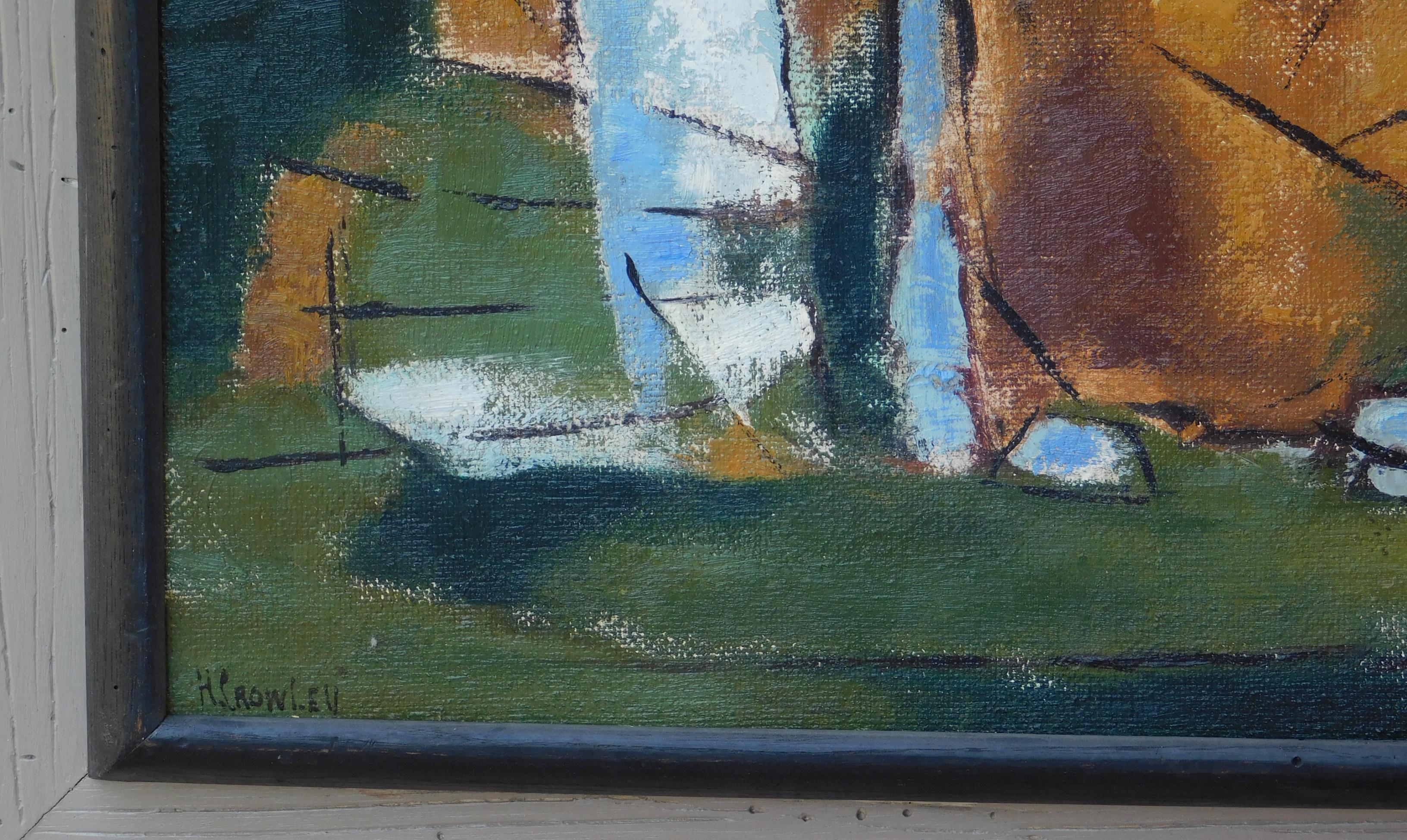 Harry Crowley NYC Pintura expresionista abstracta, hacia 1954, Soledad lenta en venta 3