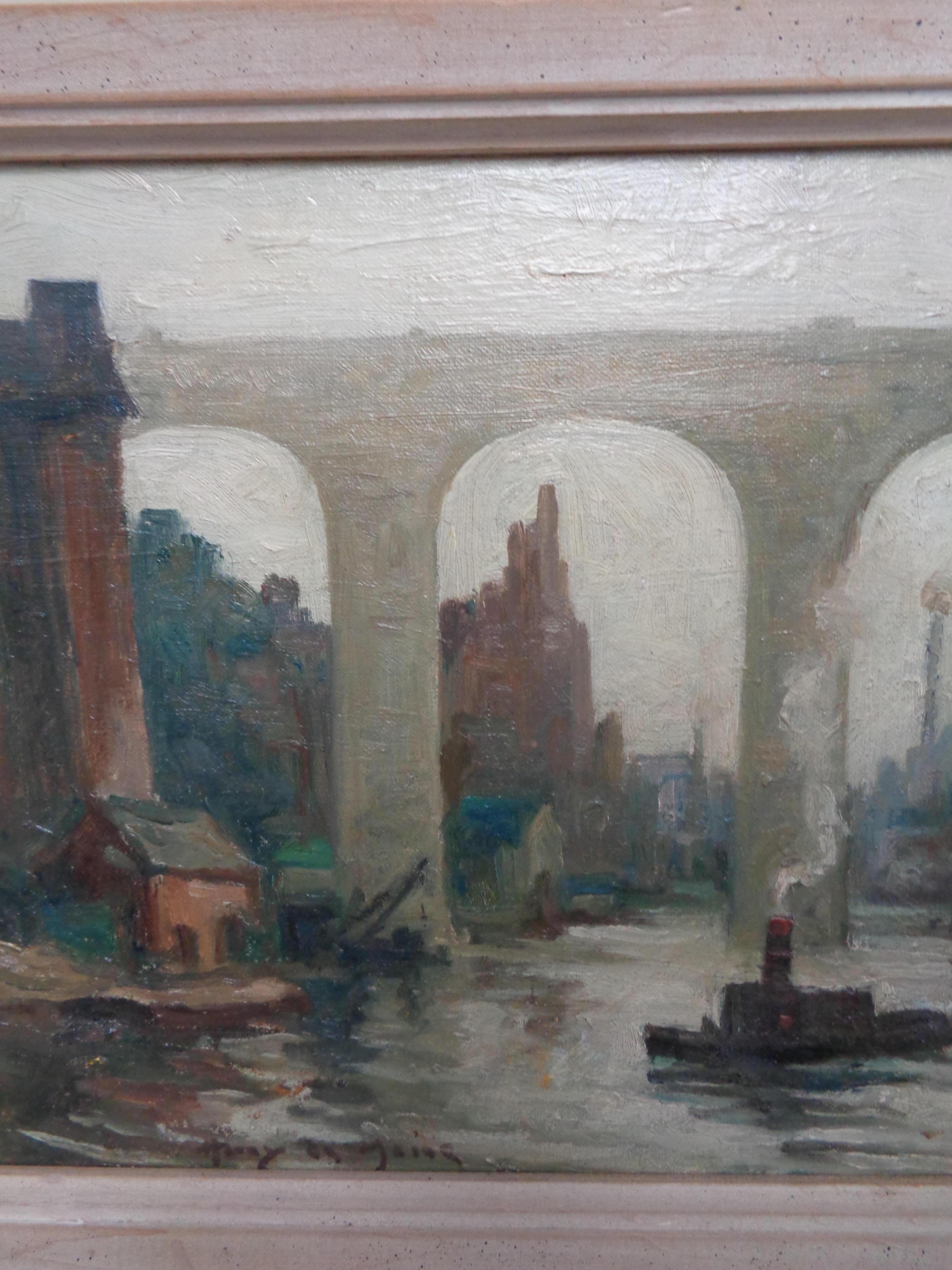 Harry De Maine The High Bridge, artiste du Salmagundi Club avec étiquette du club en vente 2